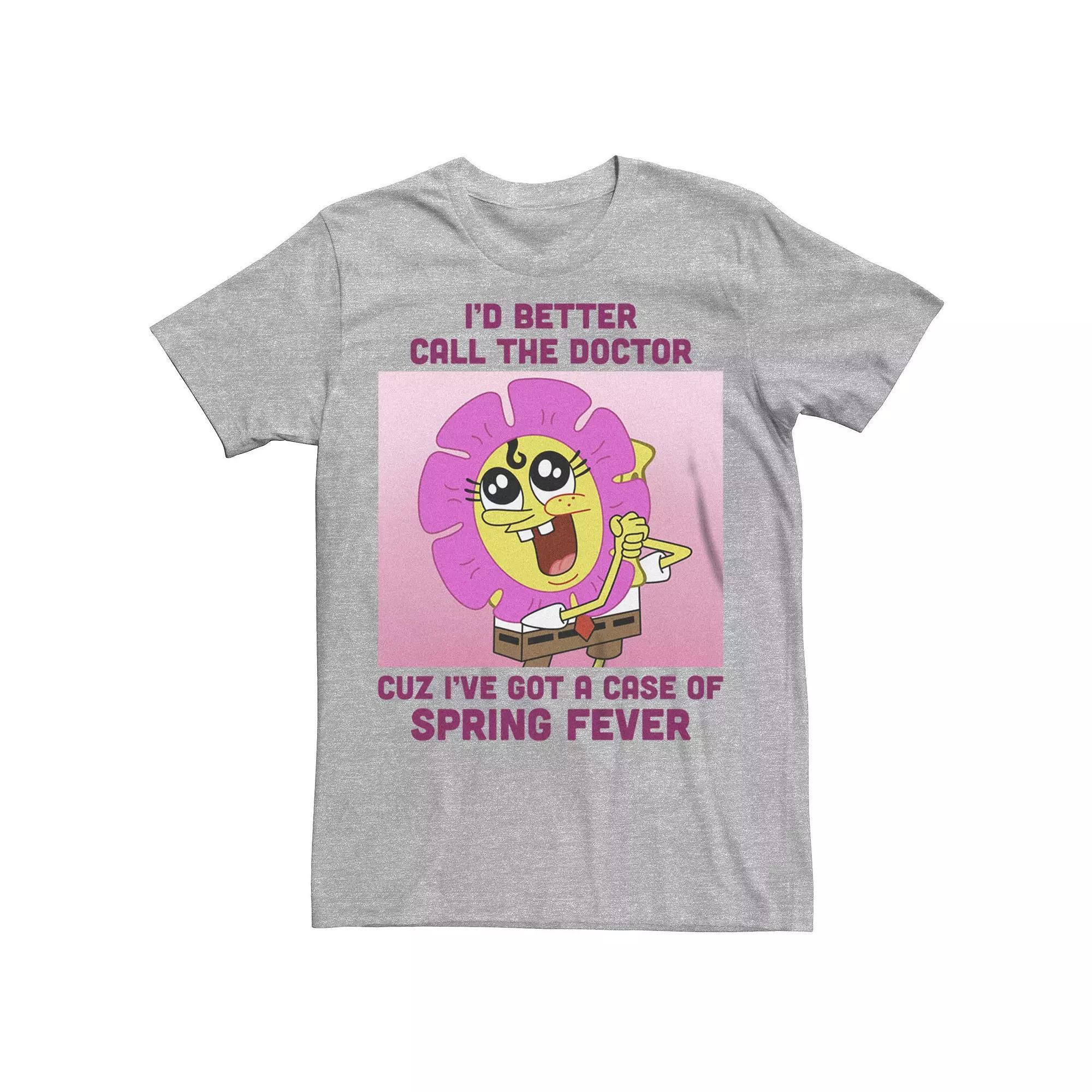 Men's Nickelodeon SpongeBob SquarePants Spring Fever Flower Graphic Tee, Size: Medium, Athletic Grey Product Image
