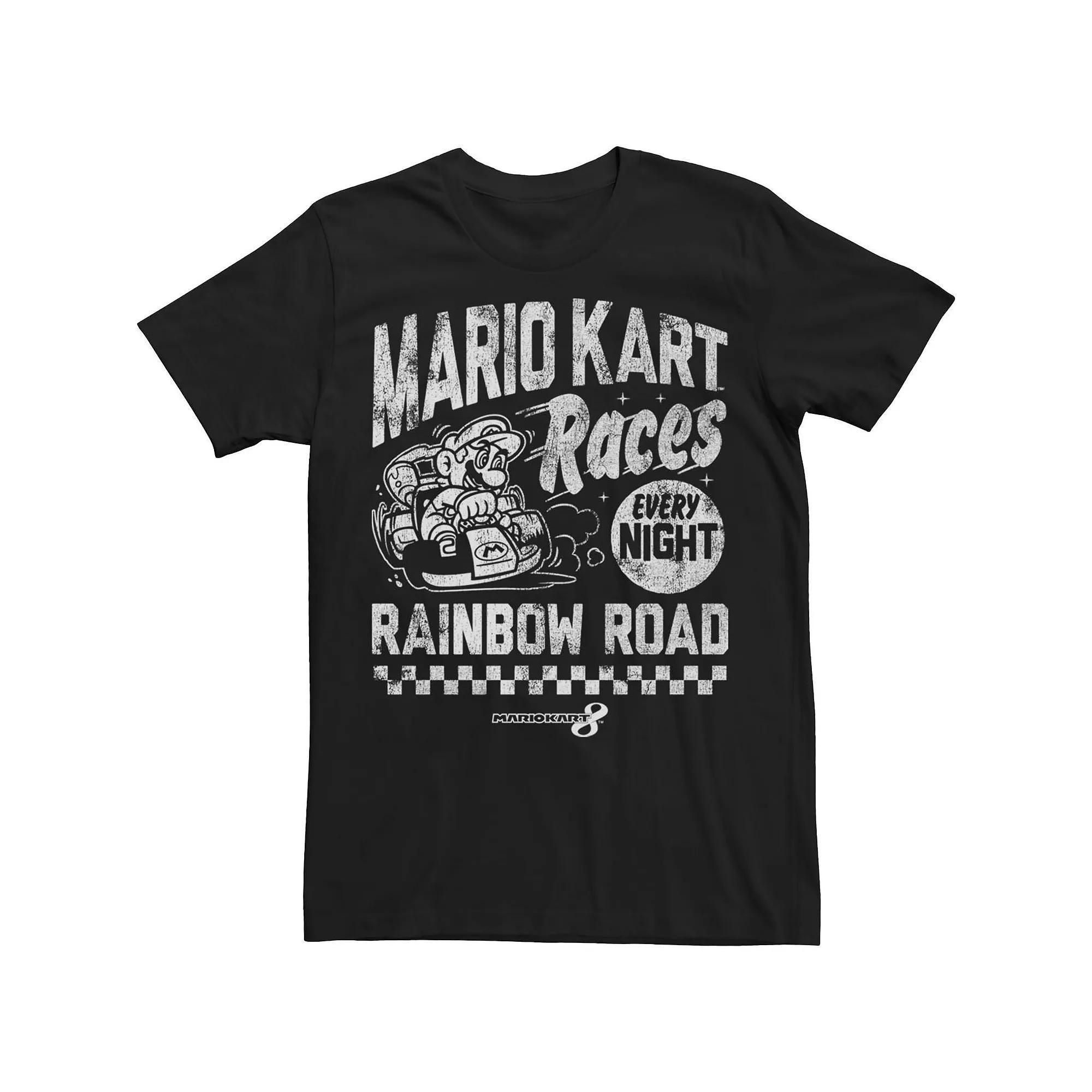 Men's Nintendo Race Nights Gaming Logo Text Tee, Size: 3XL, Black Product Image