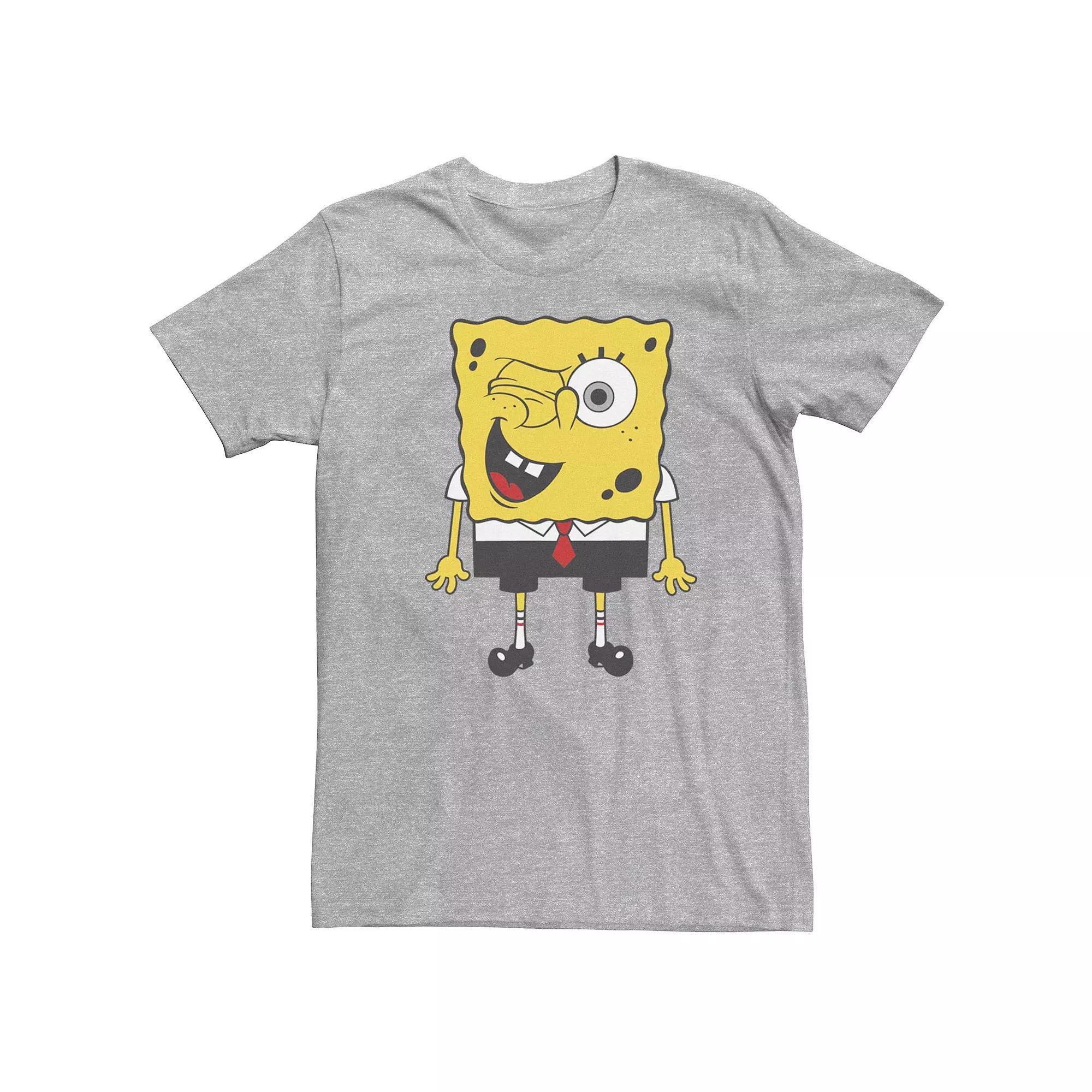 Men's Spongebob Squarepants Winking Portrait Tee, Size: Medium, Athletic Grey Product Image