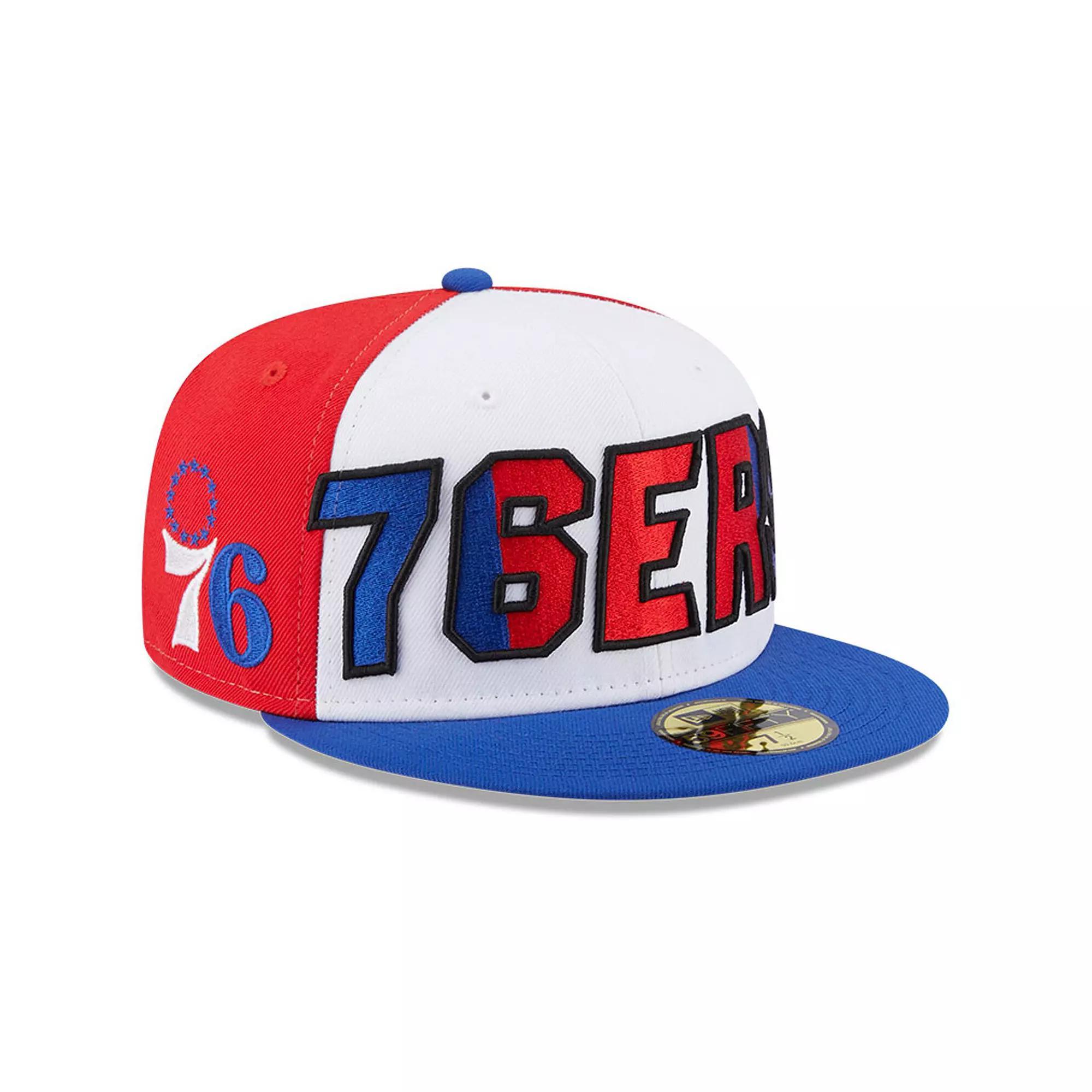 Men's New Era  White/Royal Philadelphia 76ers Back Half 9FIFTY Fitted Hat, Size: 7 1/8, 76r White Product Image