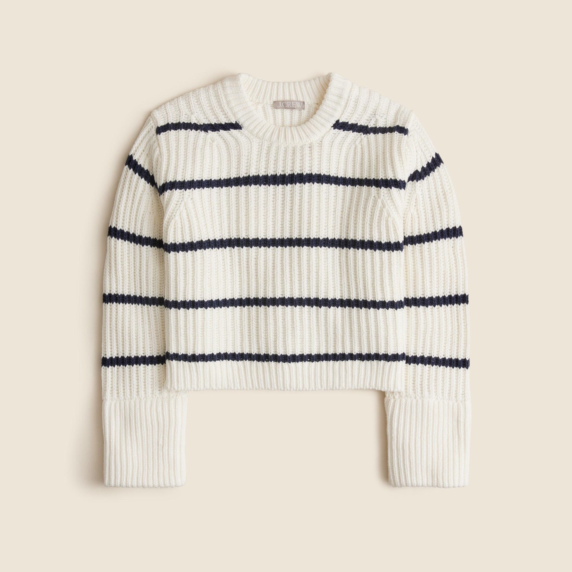 Heritage cotton fisherman crewneck sweater in stripe Product Image
