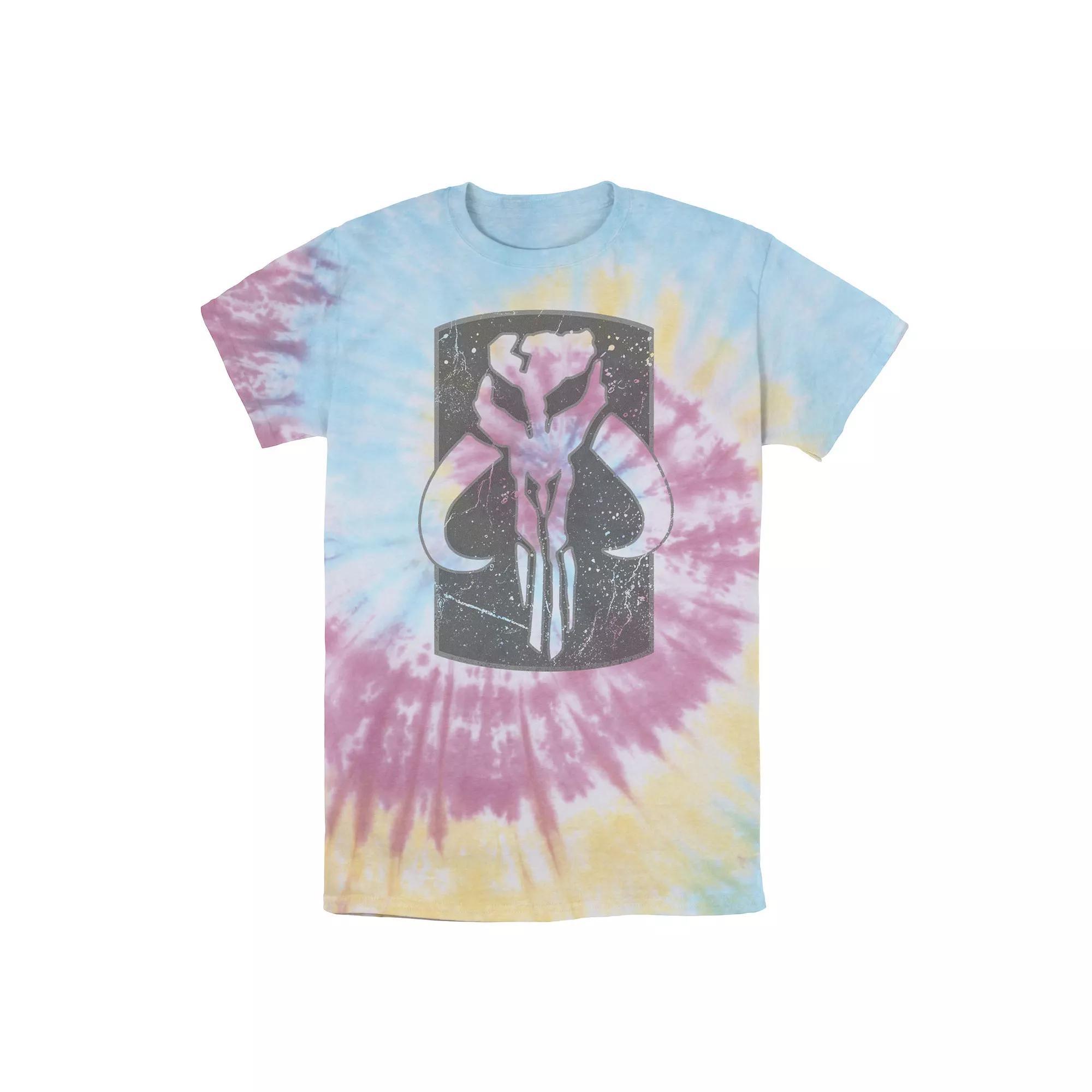 Men's Star Wars Mandalorian Warriors Skull Tusk Clan Logo Tee, Boy's, Size: Small, Blue Pink Light Yellow Product Image