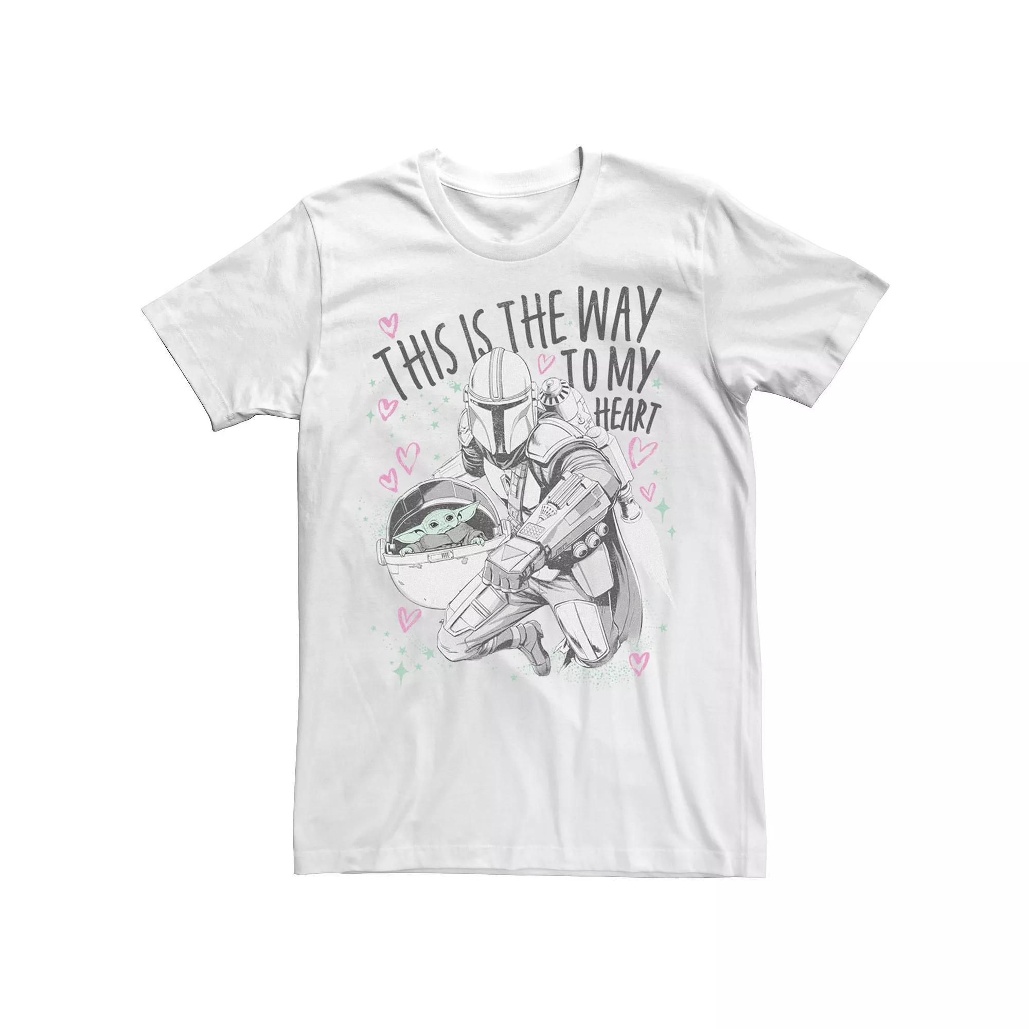 Men's Star Wars: The Mandalorian The Child Valentine's Day Way Tee, Size: Medium, White Product Image