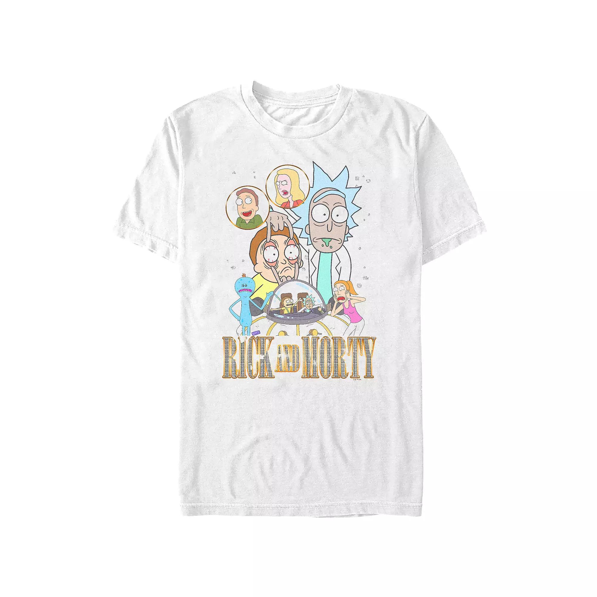 Men's Rick And Morty Bling Logo Title Graphic Tee, Size: XXL, White Product Image