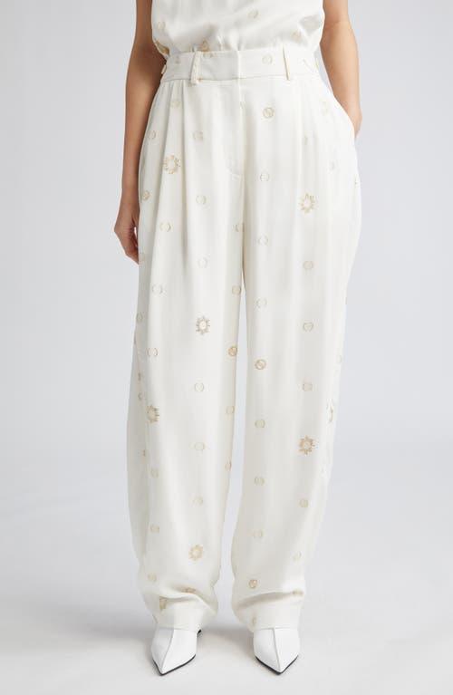Womens Embroidered High-Rise Wide-Leg Pants Product Image