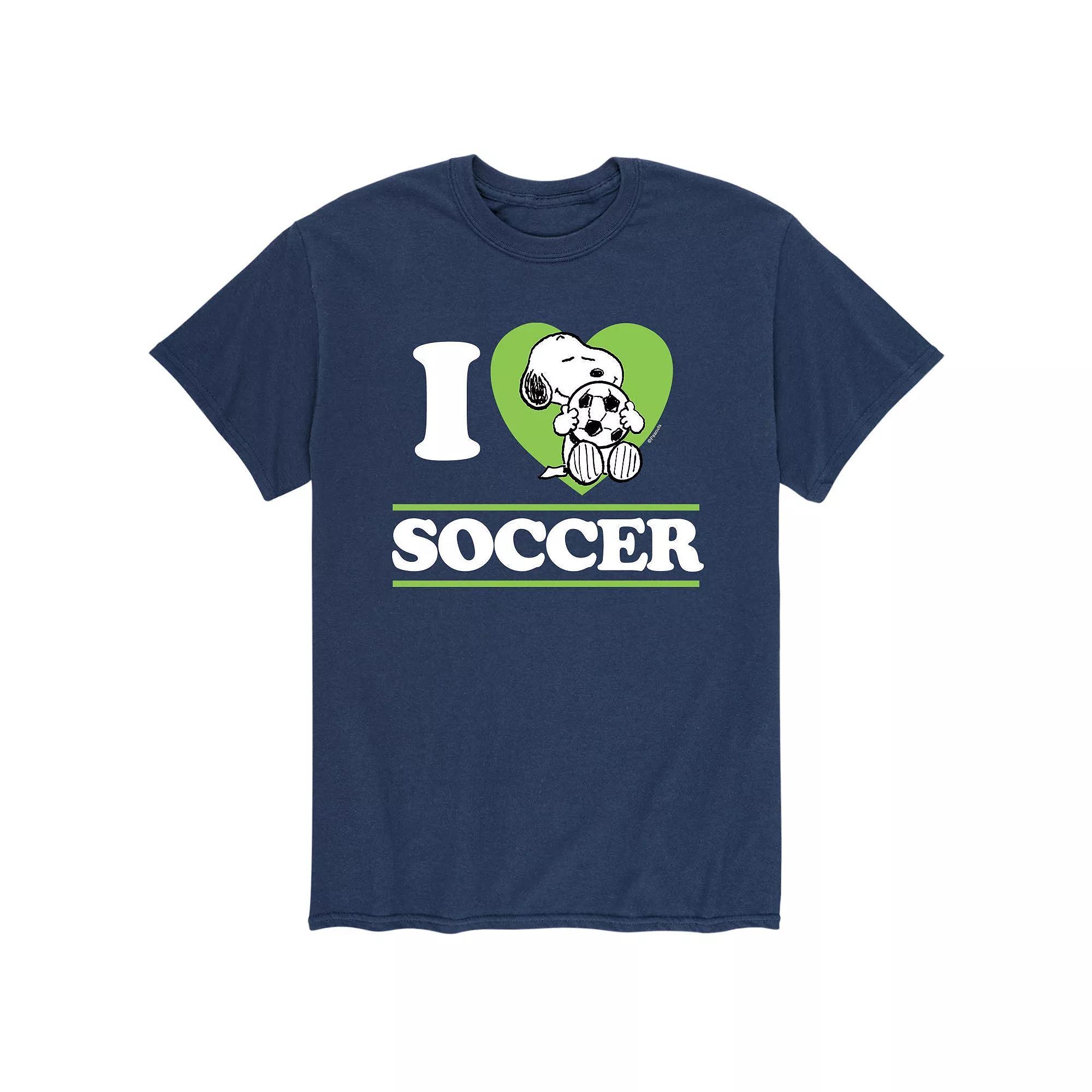 Mens Peanuts I Love Soccer Tee Blue Product Image