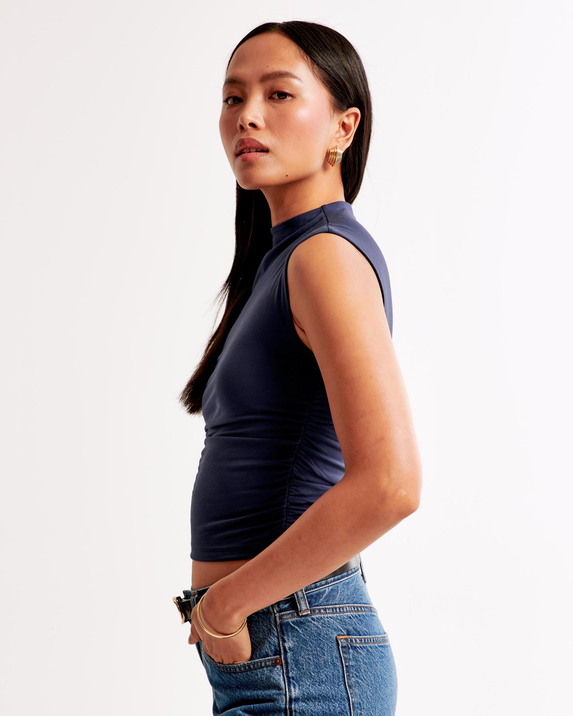 Long-Sleeve Grown-On Mockneck Top Product Image