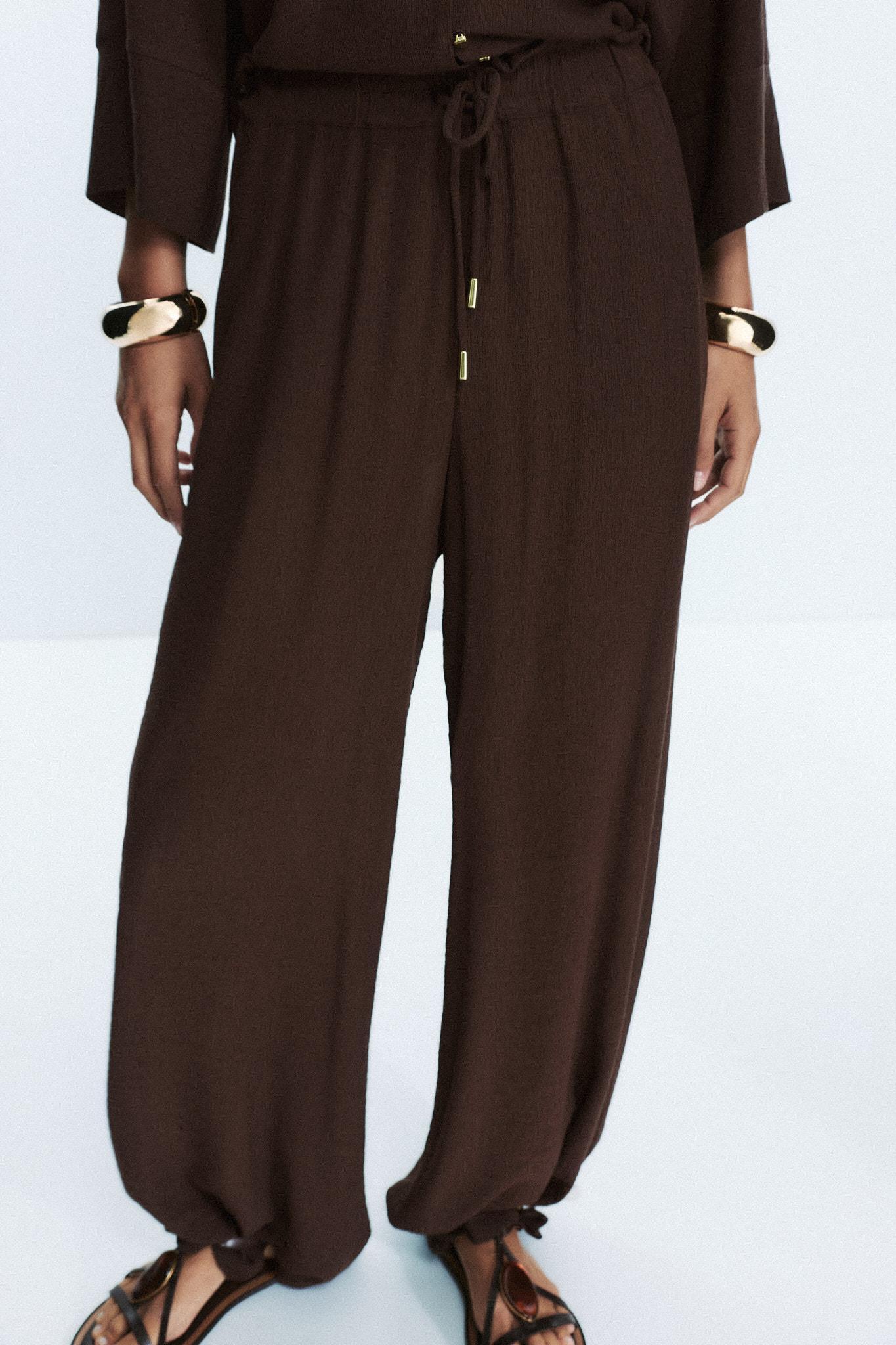 COTTON GAUZE WIDE LEG PANTS Product Image