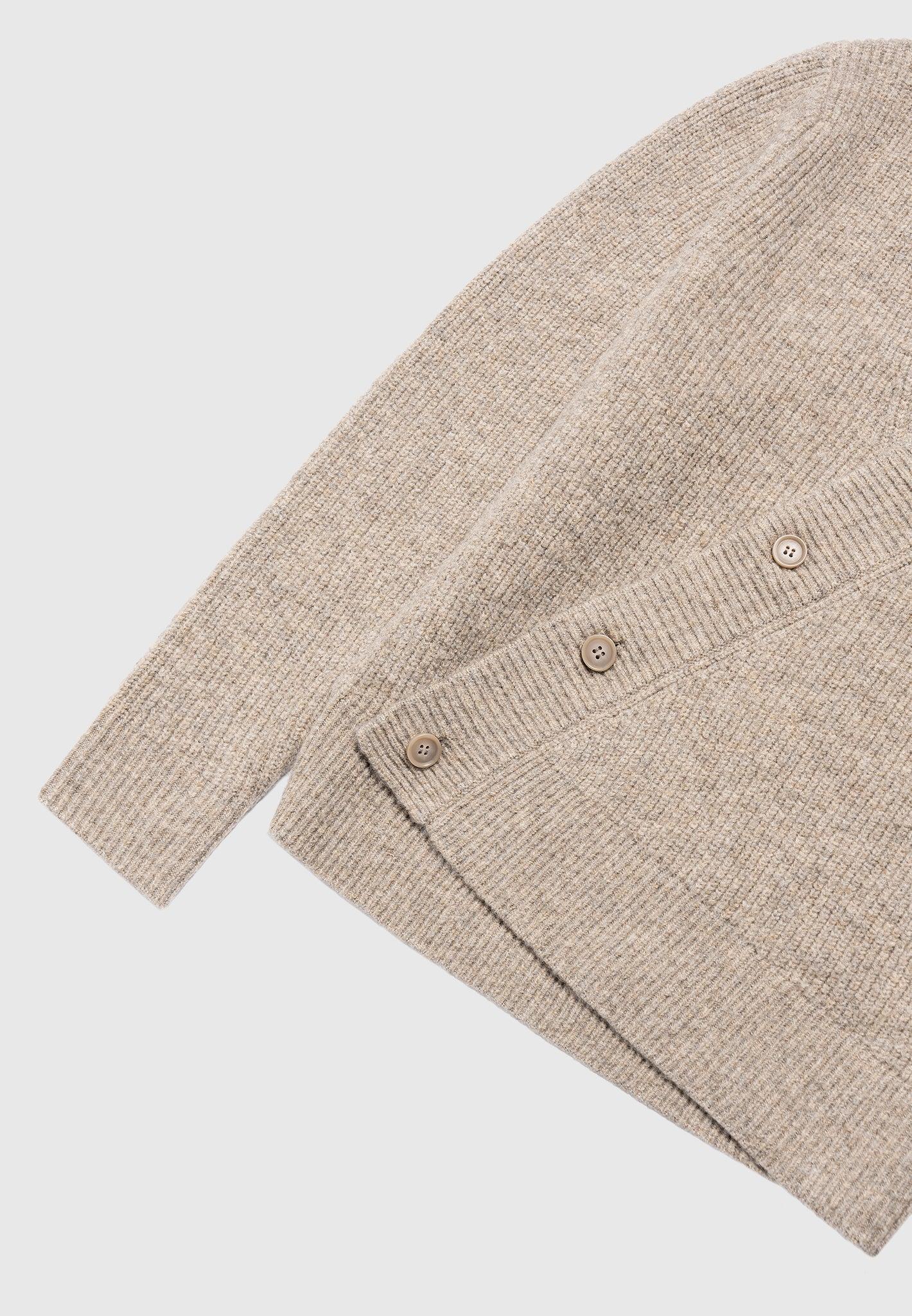 Double Breasted Brushed Knit Cardigan - Taupe Male Product Image