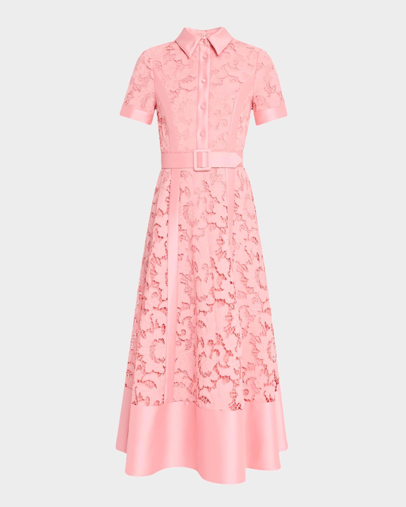 Embroidered Floral Lace Midi Dress Product Image