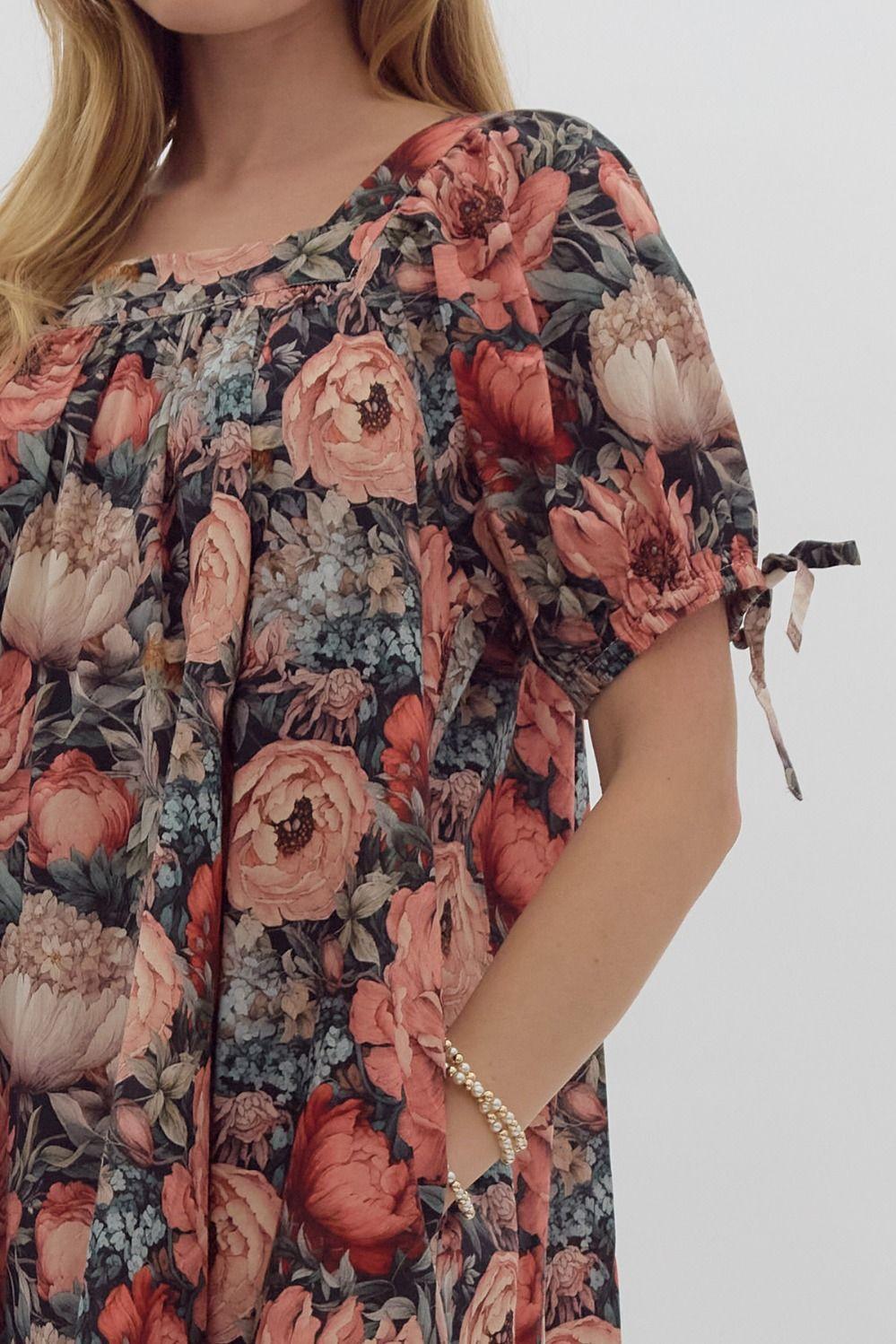 Lindsey Floral Tie Sleeve Dress Product Image
