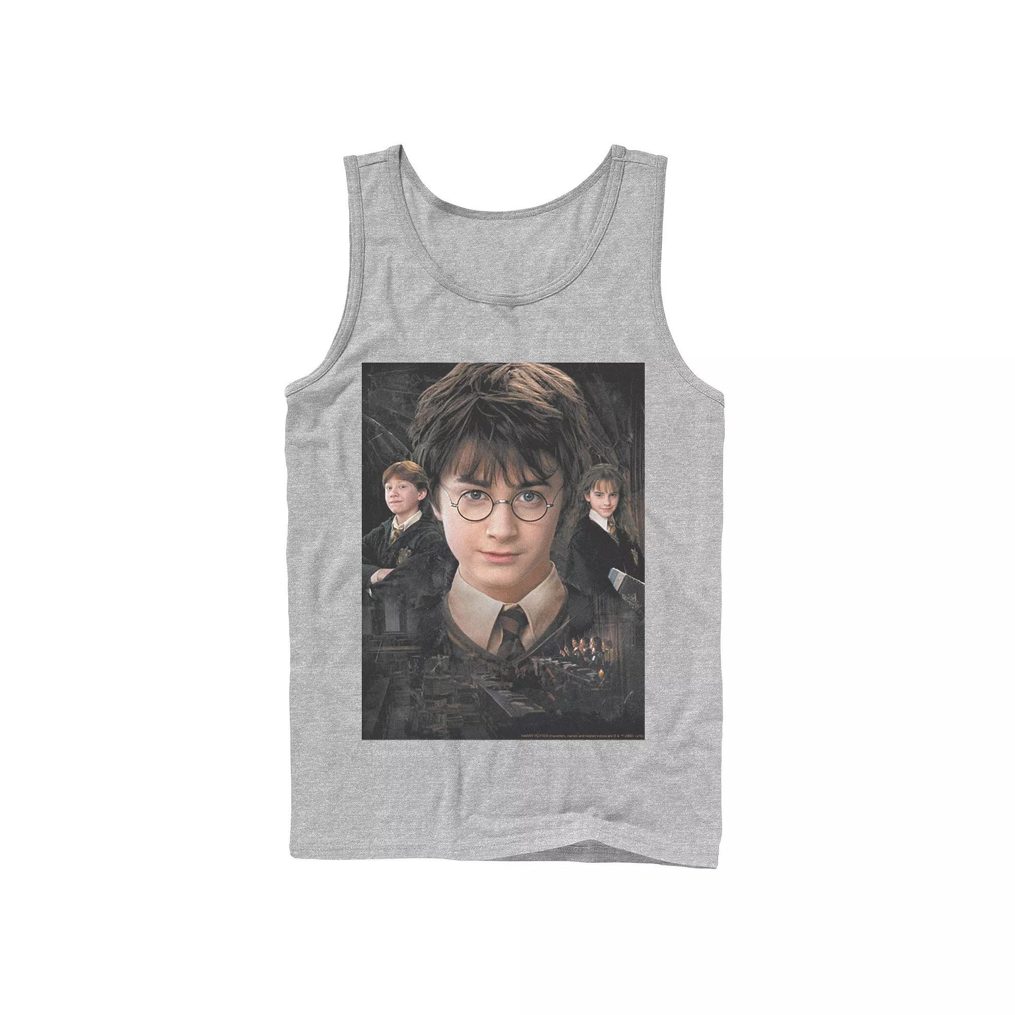 Men's Harry Potter Chamber Of Secrets Harry Ron Hermione Poster Graphic Tank Top, Size: XL, Black Product Image
