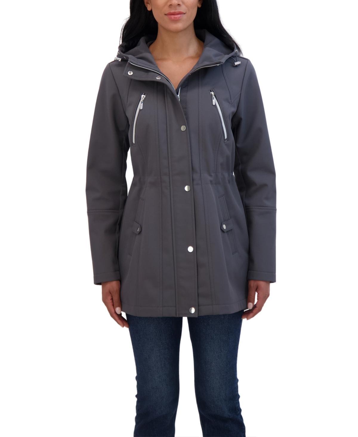Women's Sebby Collection Hood Water-Resistant Anorak Jacket, Size: Medium, Black Product Image
