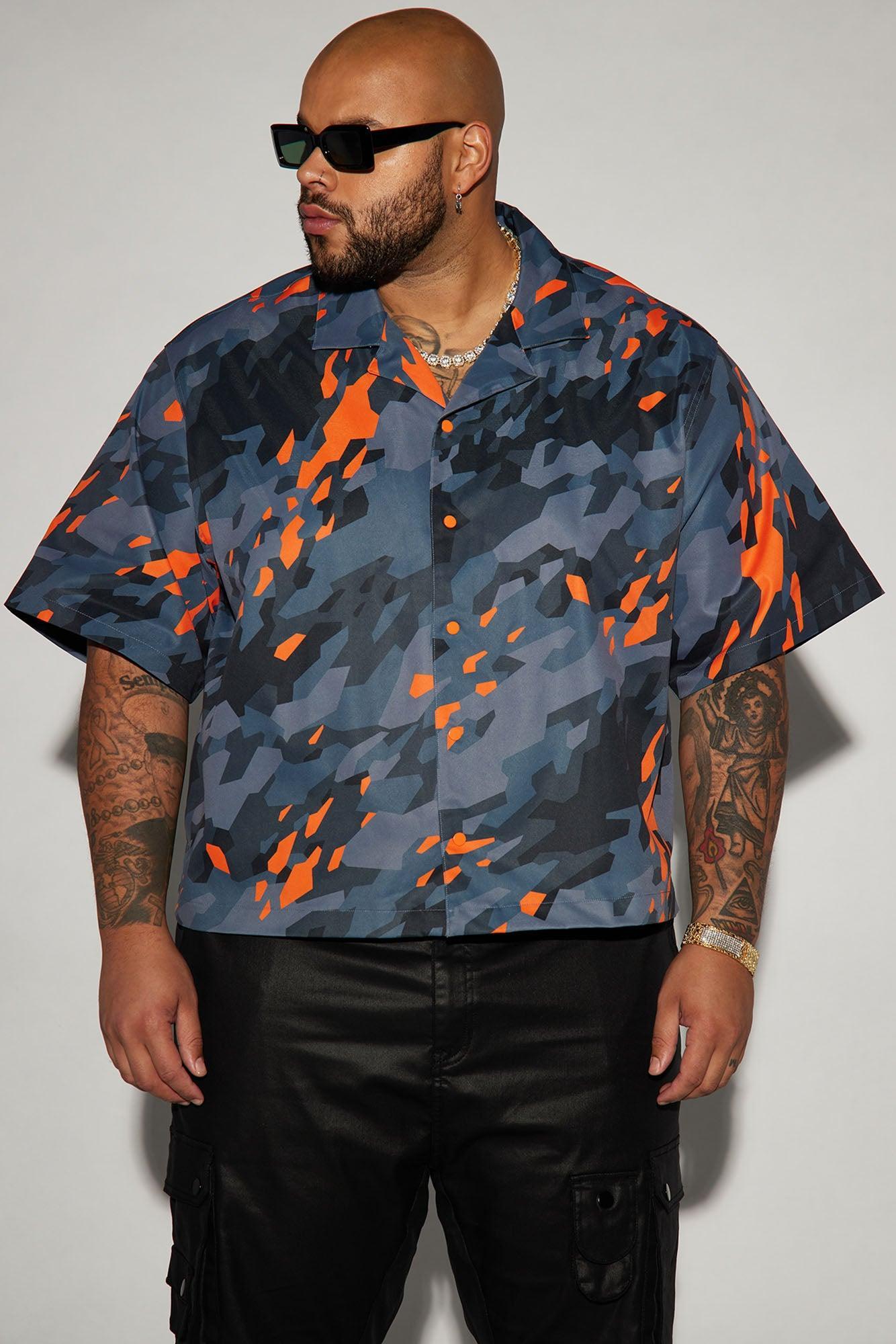 Havana Cropped Button Up Shirt - Grey/combo Product Image