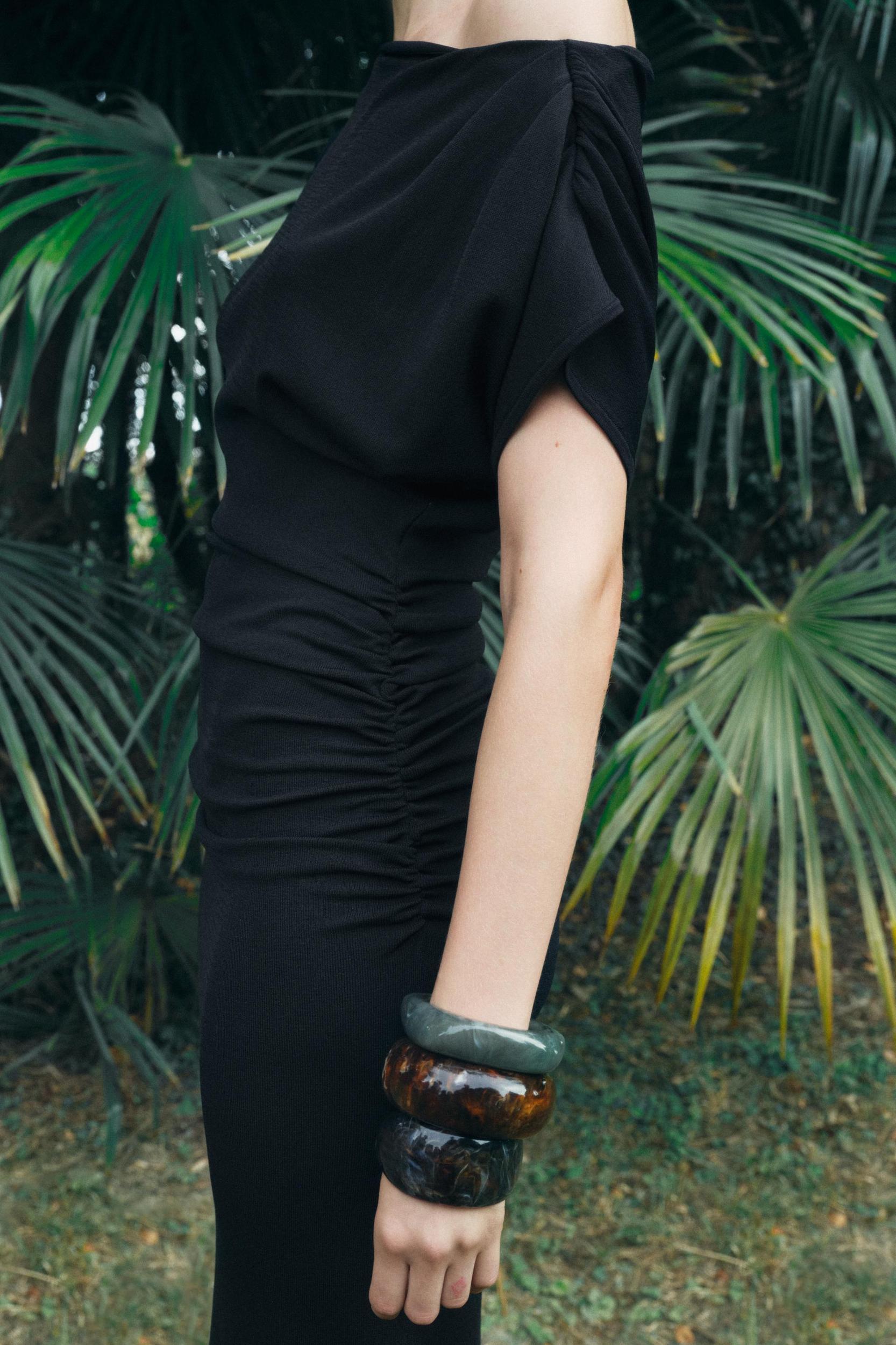 DRAPED KNIT DRESS Product Image