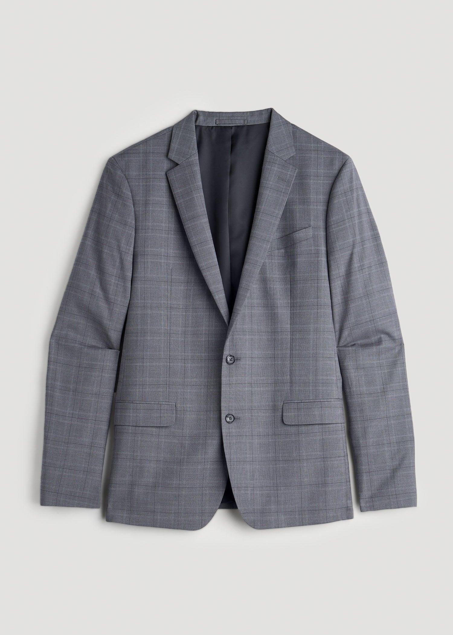 Suit Jacket for Tall Men in Light Grey Plaid Product Image