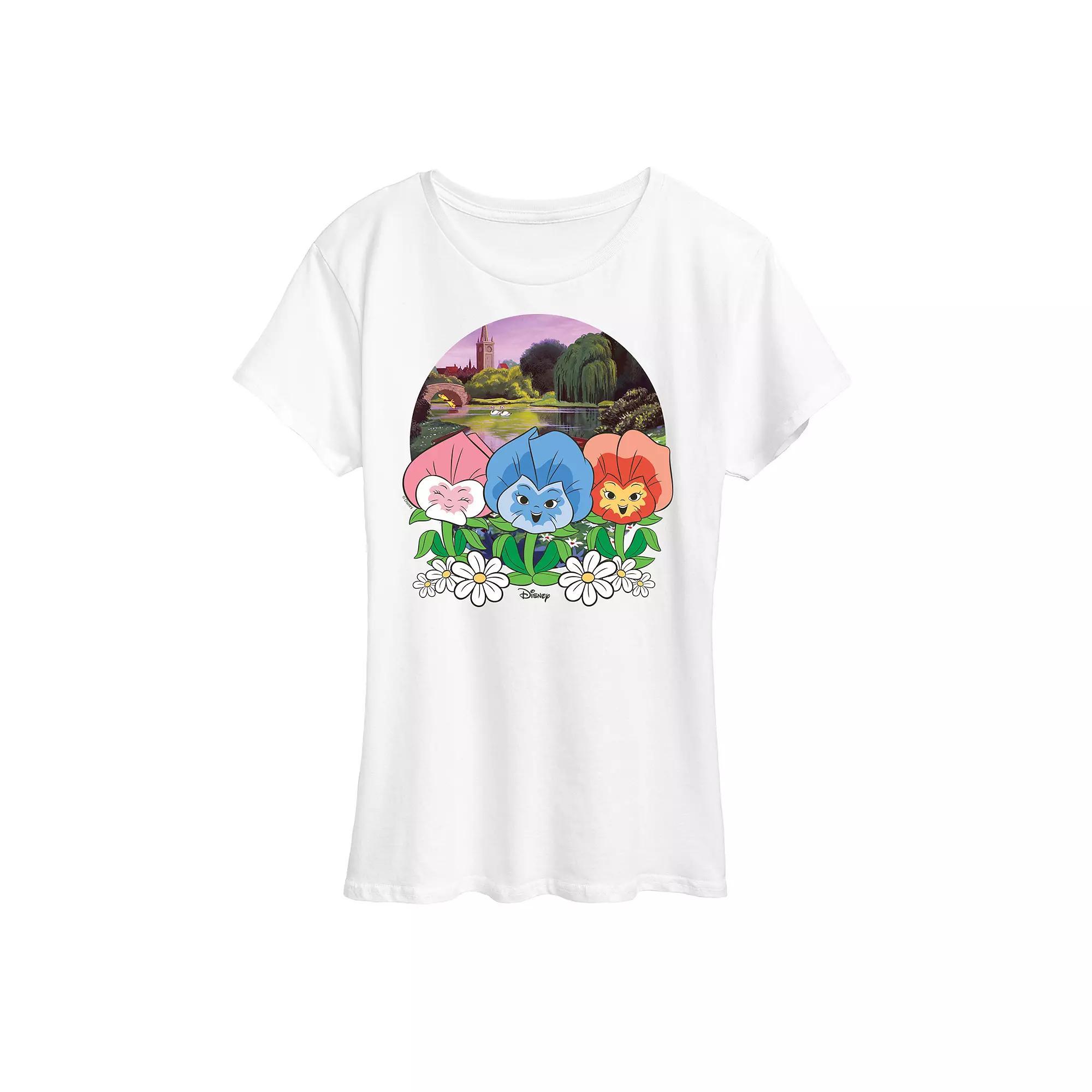 Disneys Alice in Wonderland Womens Flower Row Graphic Tee Product Image