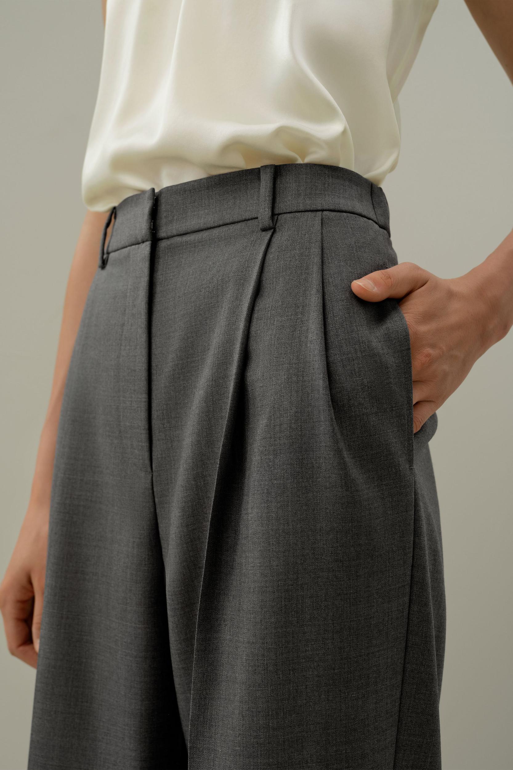 Wool-Silk Straight Leg Pants Product Image