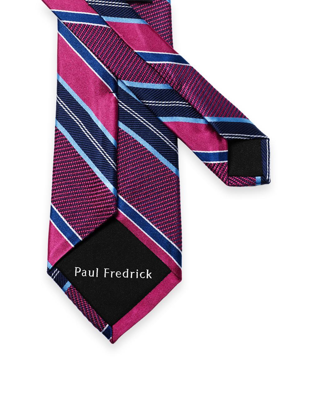 Stripe Woven Silk Tie - Blue/berry Product Image