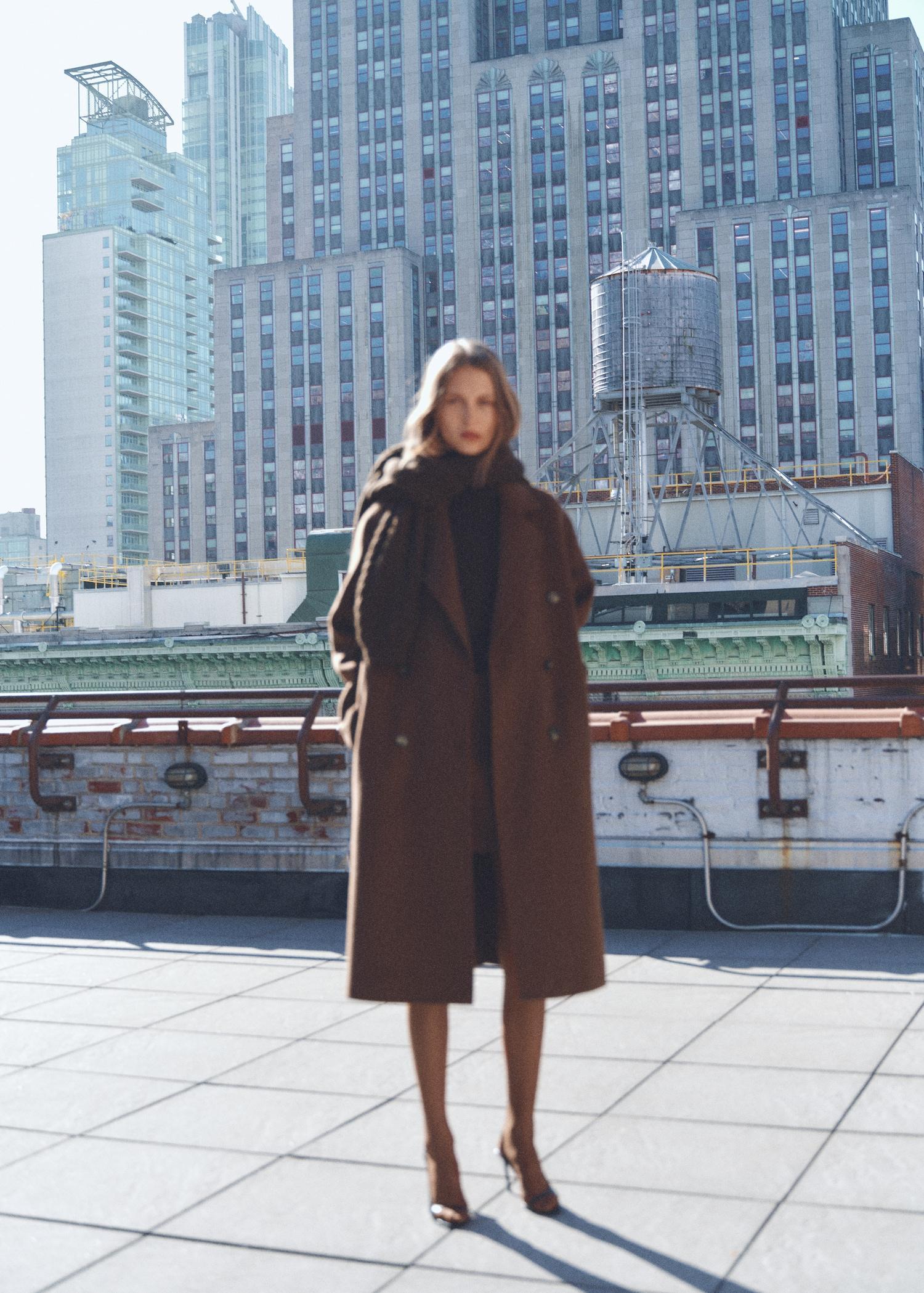 Double-breasted wool coat - Women | MANGO USA Product Image