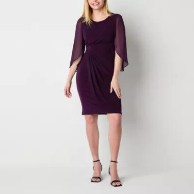 Connected Apparel 3/4 Split Sleeve Sheath Dress Product Image
