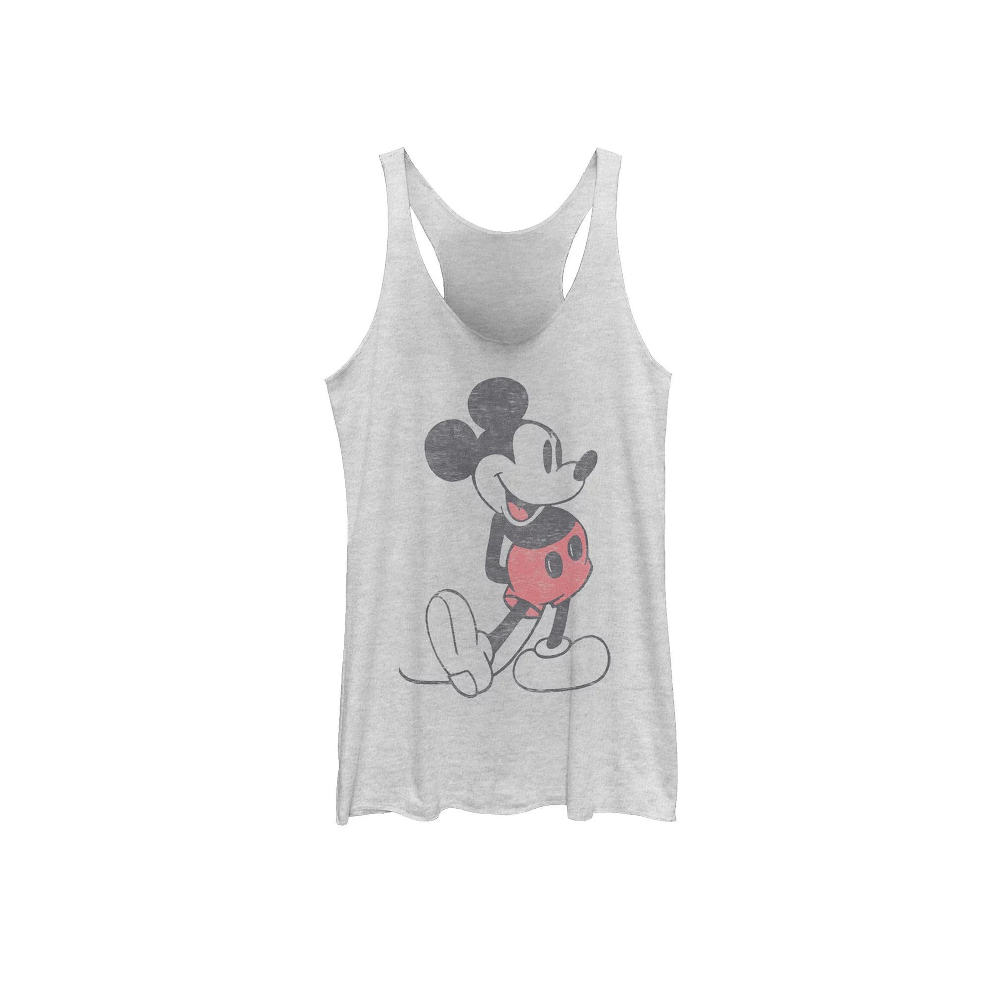 Disney's Mickey & Friends Mickey Mouse Vintage Portrait Racerback Tank Top, Girl's, Size: Medium, White Grey Product Image