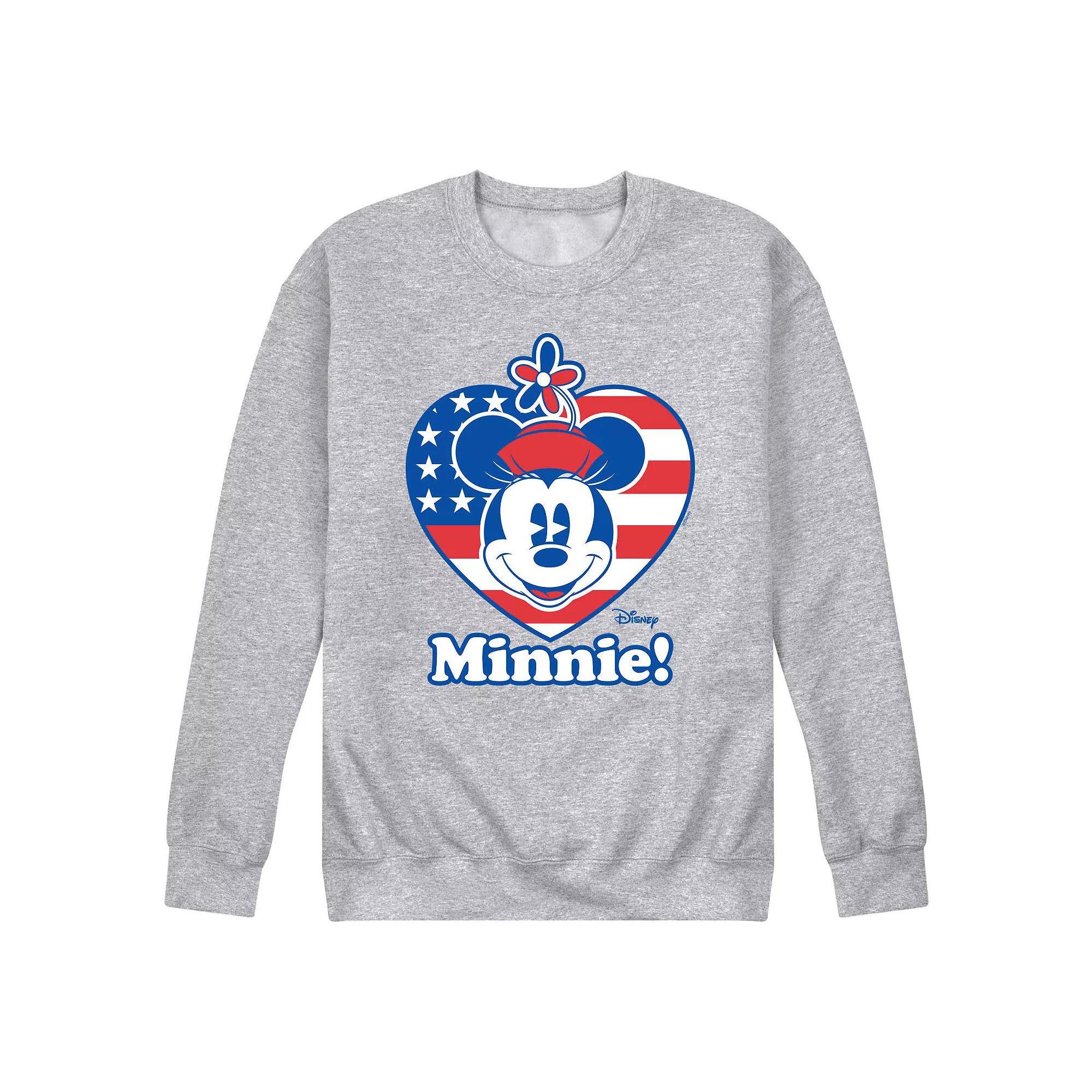 Disneys Minnie Mouse Mens Flag Heart Fleece Sweatshirt Product Image