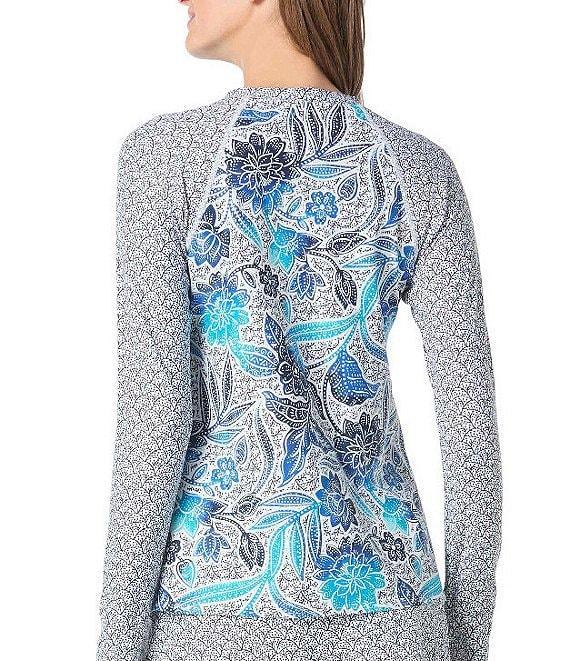 Beach House Samoan Floral Mary Long Sleeve Front Zip Rashguard Swim Cover-Up Product Image