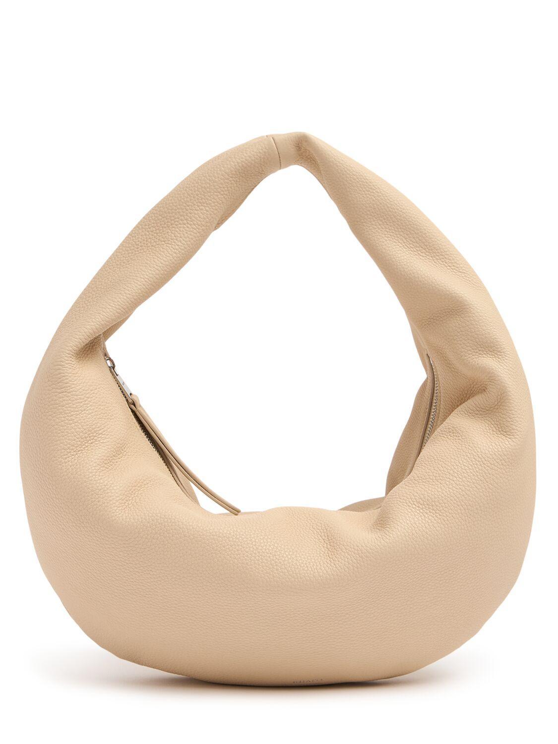 KHAITE Medium Olivia Grain Leather Hobo Bag In Dark Ivory Product Image