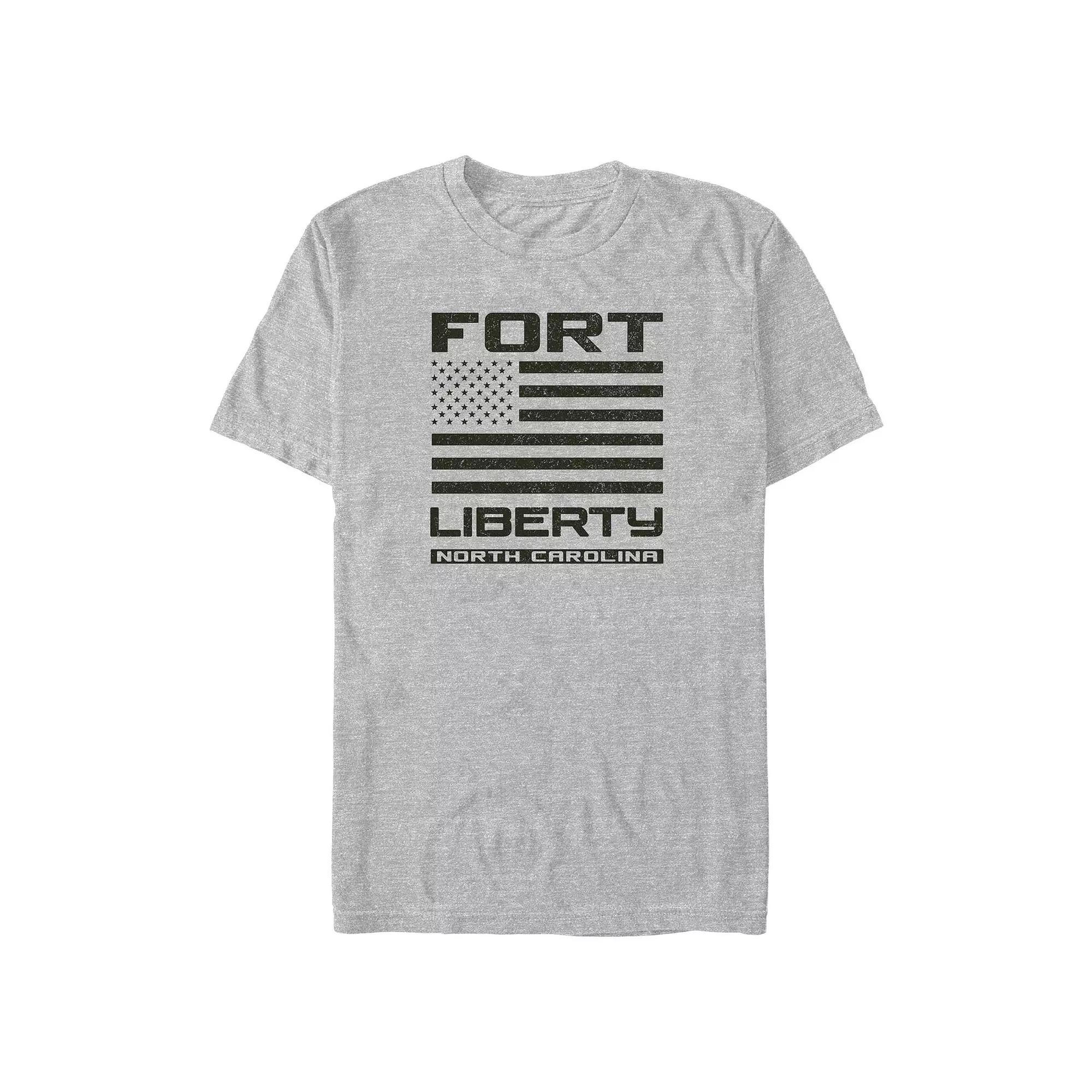 Big & Tall Fort Liberty N.C. USA Flag Graphic Tee, Mens Athletic Grey Product Image