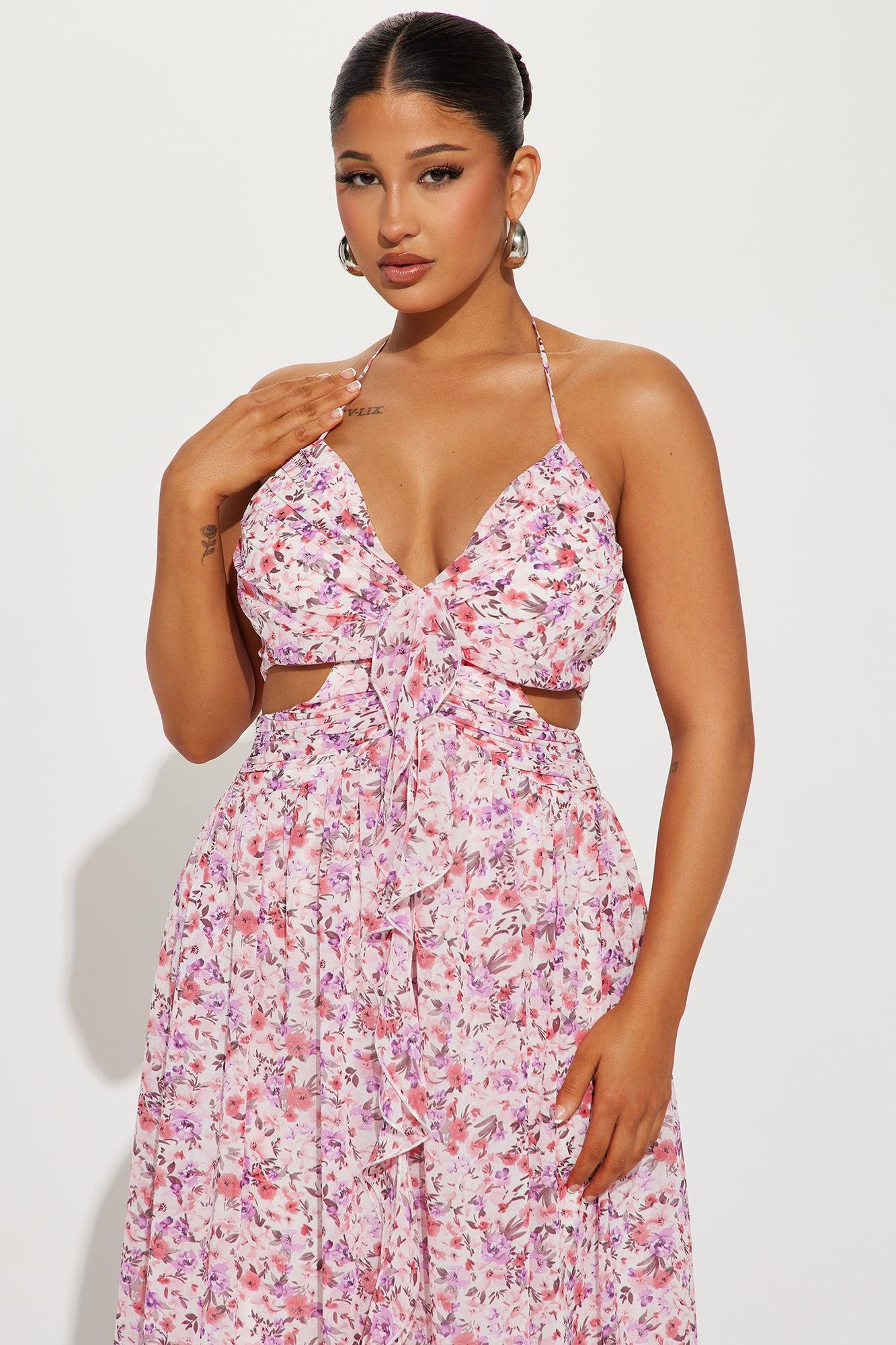 Shantel Chiffon Floral Maxi Dress - Pink/combo Product Image