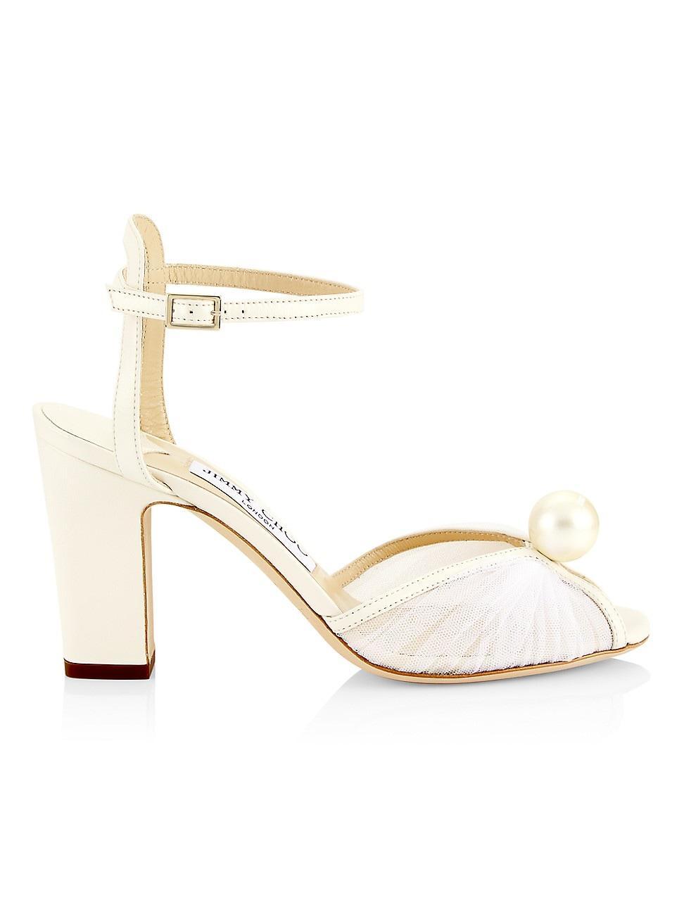 Sacaria Tulle Pearly Ankle-Strap Sandals Product Image