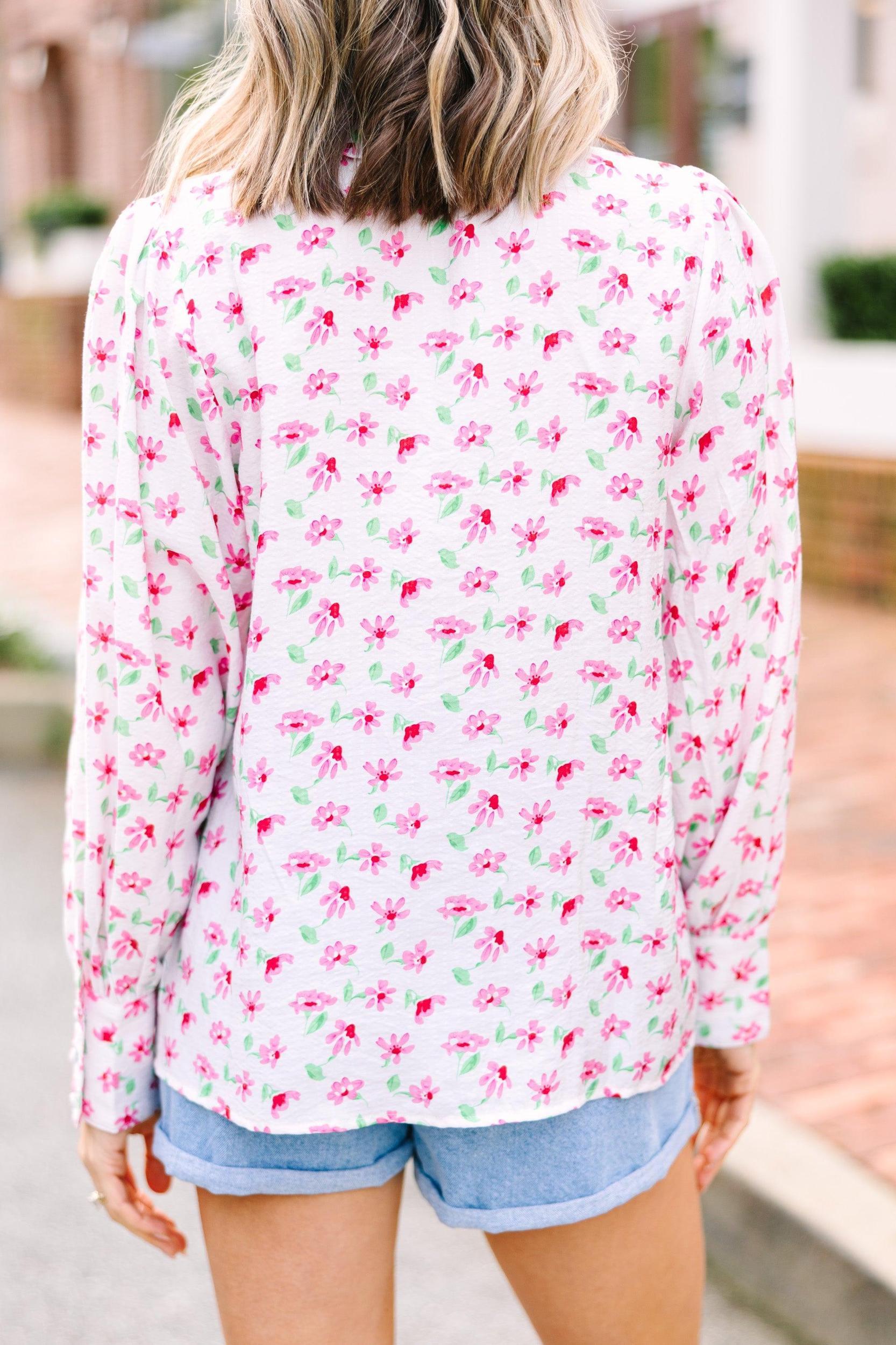 Do What You Love White Floral Blouse Female Product Image