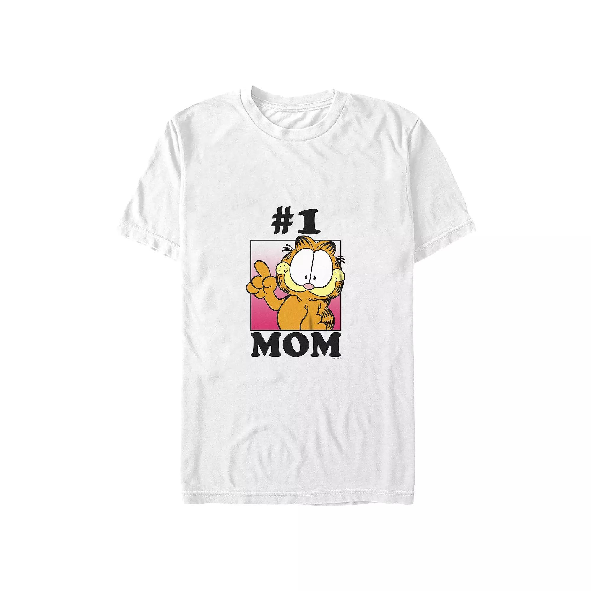 Women's Garfield Mother's Day Number One Mom Boyfriend Graphic Tee, Girl's, Size: Medium, White Product Image