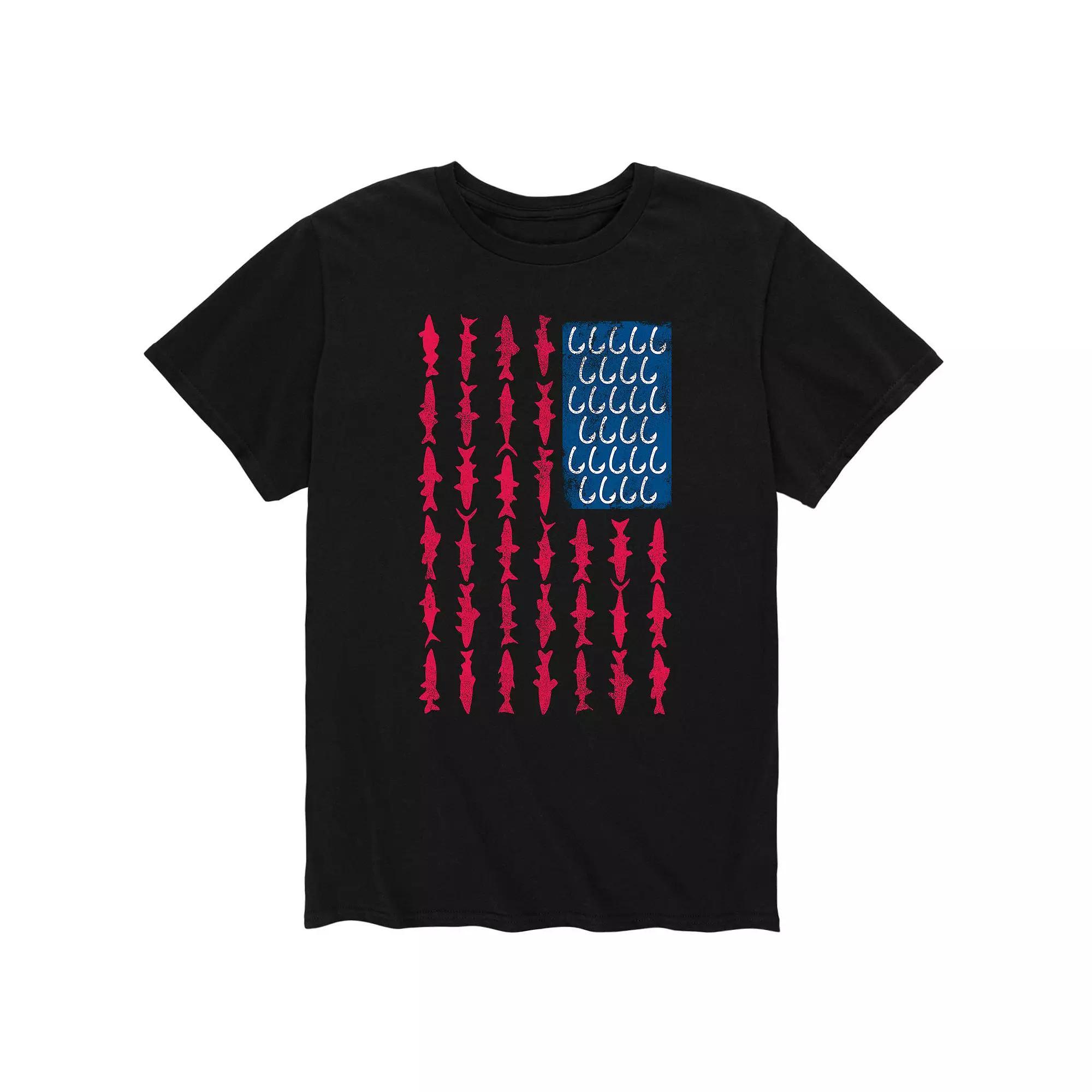 Mens Fish Hook American Flag Tee Product Image