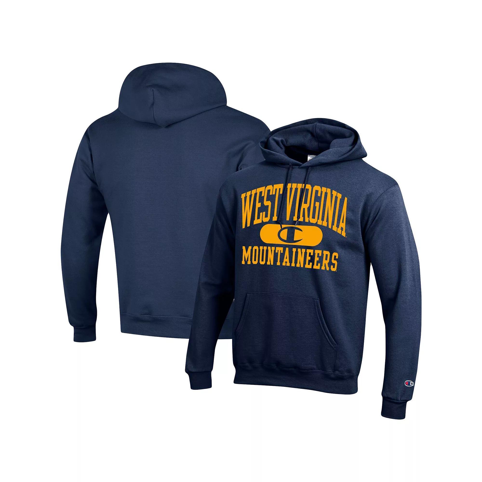 Men's Champion Navy West Virginia Mountaineers Arch Pill Pullover Hoodie, Size: Large, Blue Product Image