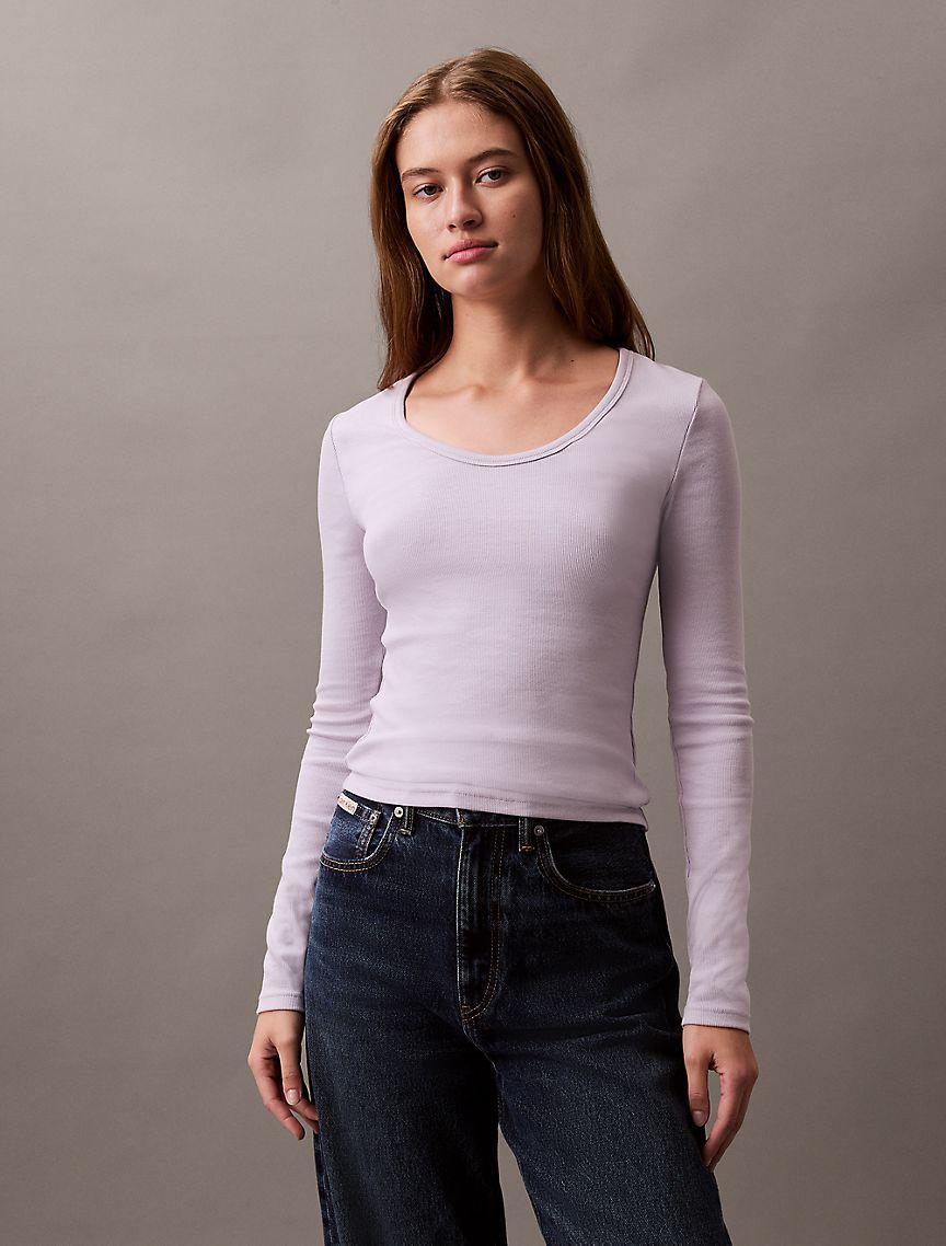 Cotton Contour Rib Slim Fit Long Sleeve T-Shirt Product Image