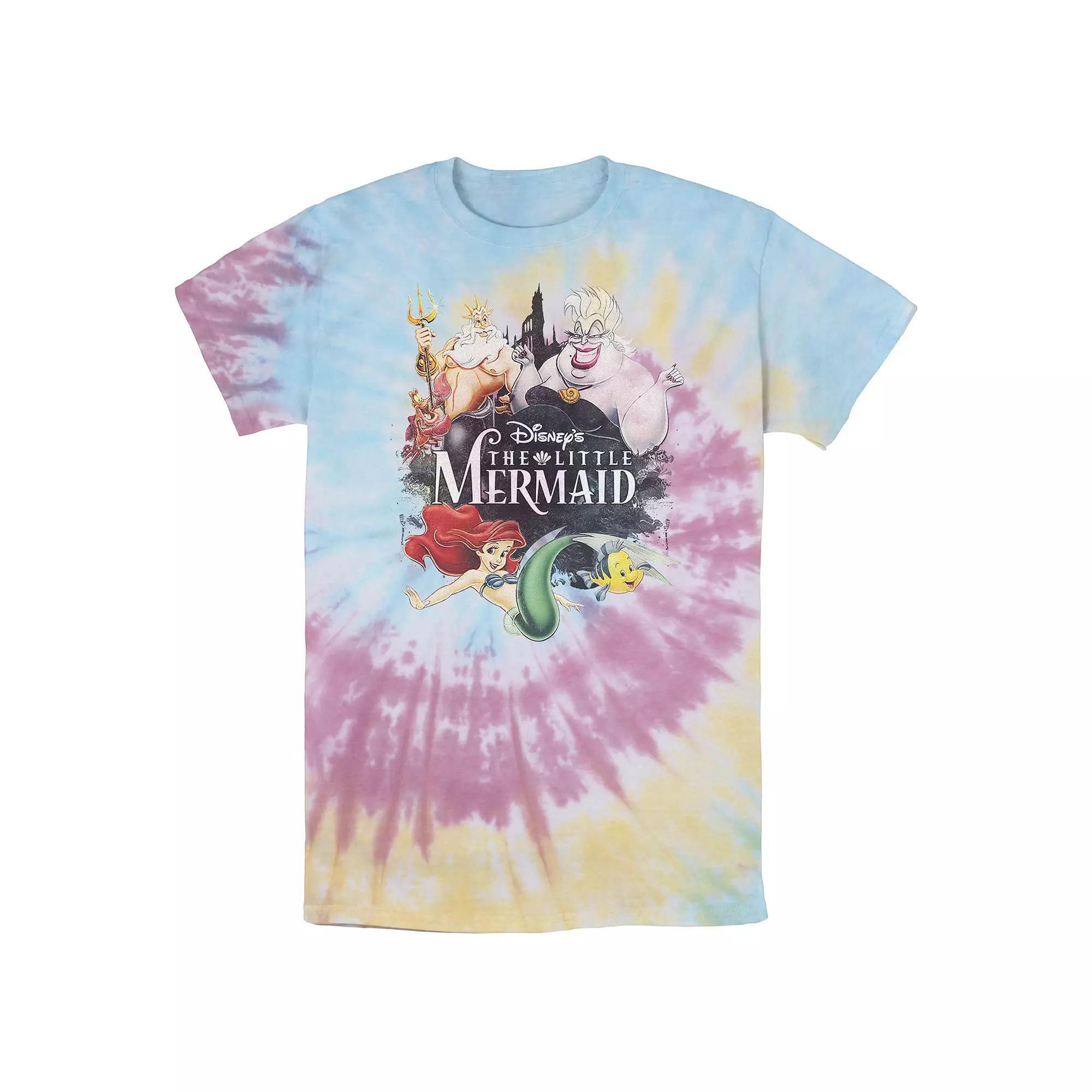 Men's Disney The Little Mermaid VHS Cover Portrait Bomabrd Wash Tee, Size: Small, White Blue Product Image