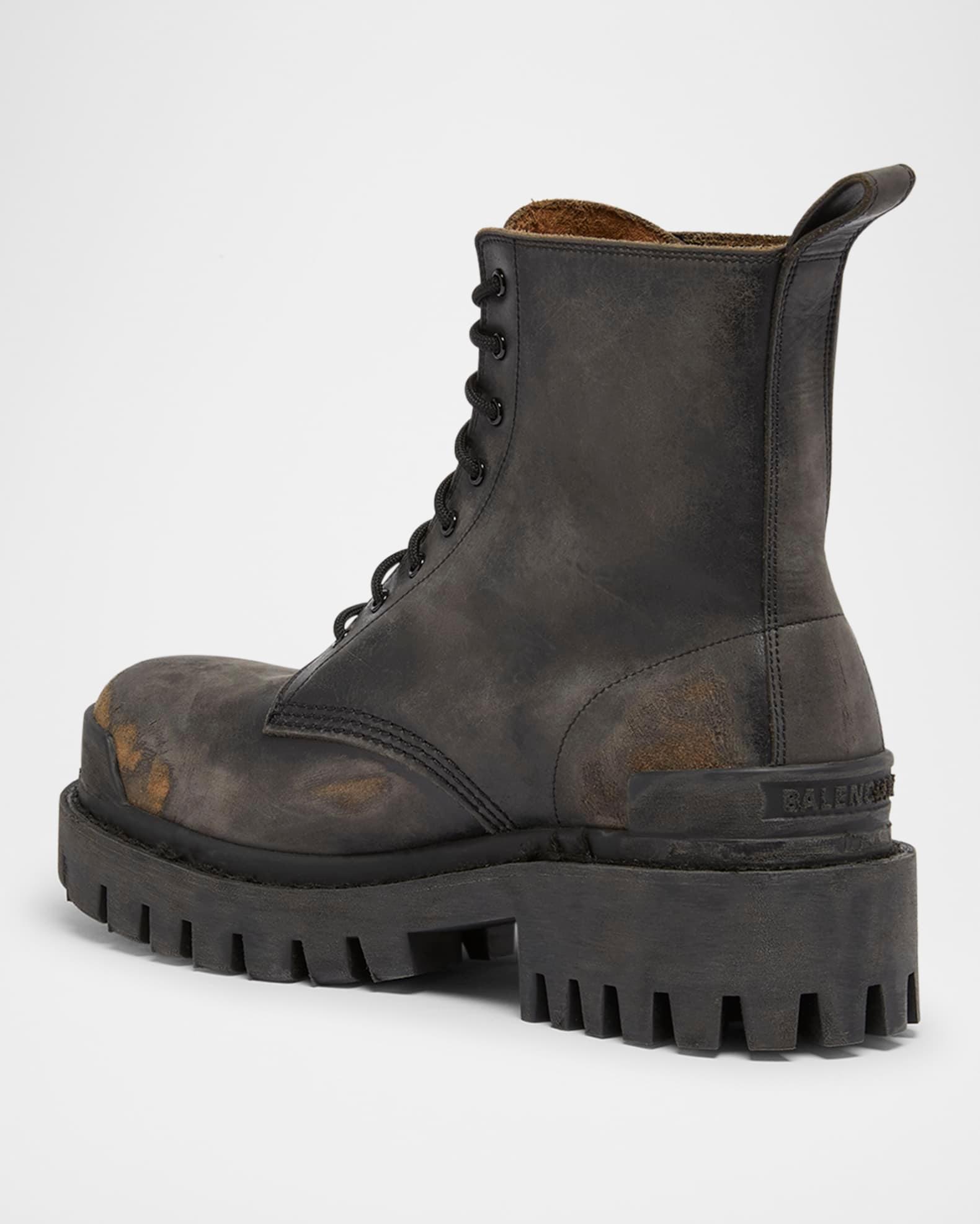 Men's Strike Used-Effect Calfskin Combat Boots Product Image