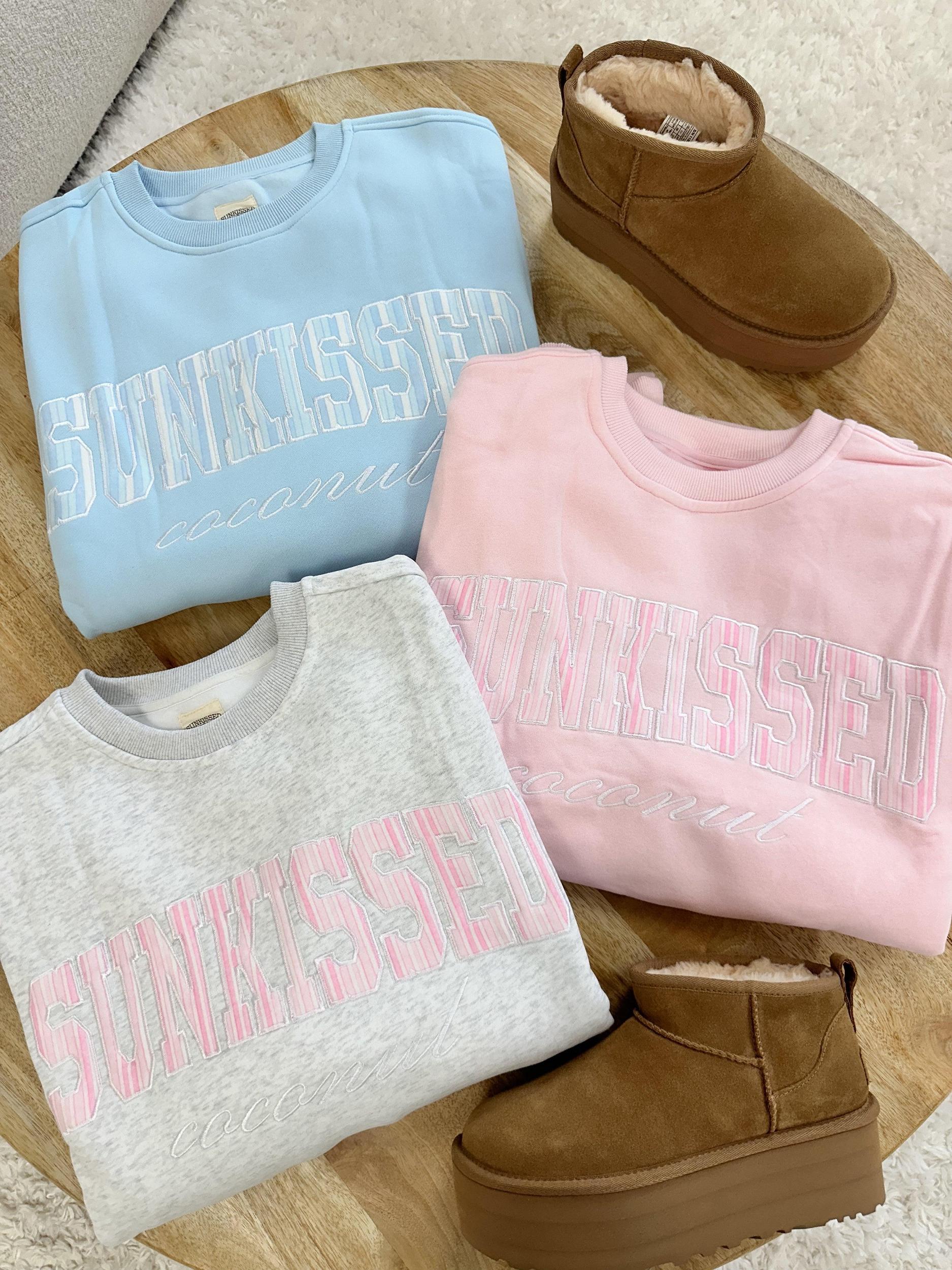 Icy Blue Sunkissed In Vogue Striped Sweatshirt Product Image