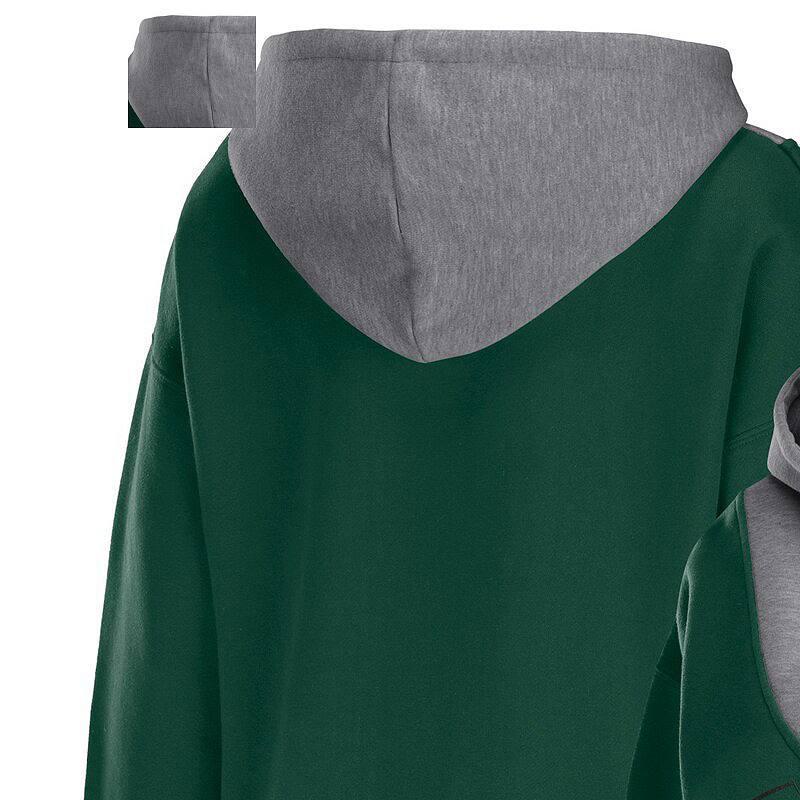 Women's WEAR by Erin Andrews Hunter Green Milwaukee Bucks Pieced Quarter-Zip Hoodie Jacket, Size: Large, Team Product Image