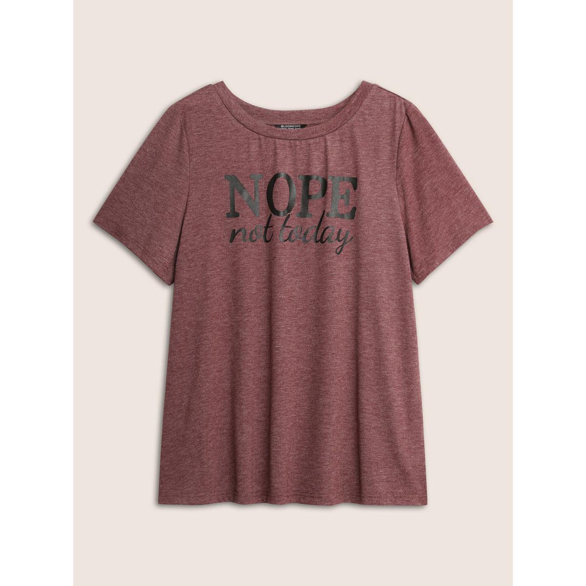 Plus Size Heather Positive Slogan Crew Neck T-shirt Russet Women Casual Positive slogan Round Neck Everyday T-shirts BloomChic 12/L Product Image