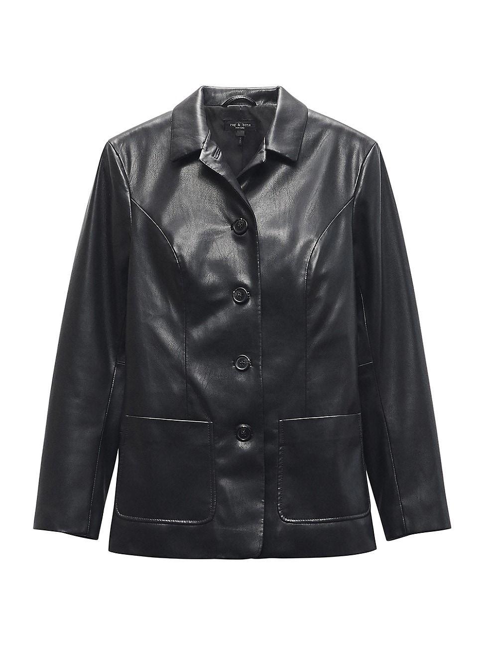 Womens Drew Faux Leather Blazer Product Image