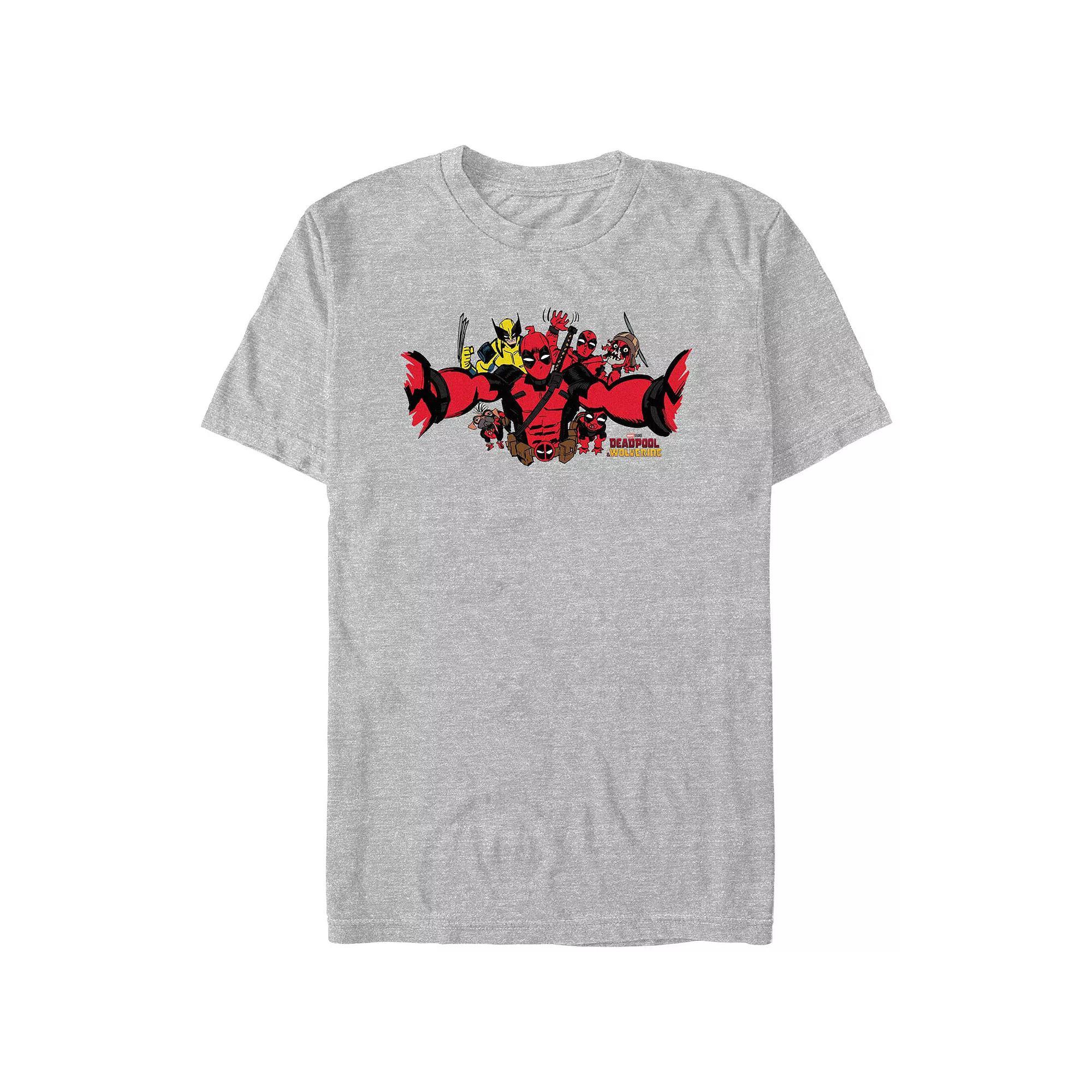 Men's Marvel Deadpool And Wolverine Funny Selfie Graphic Tee, Size: Medium, Athletic Grey Product Image
