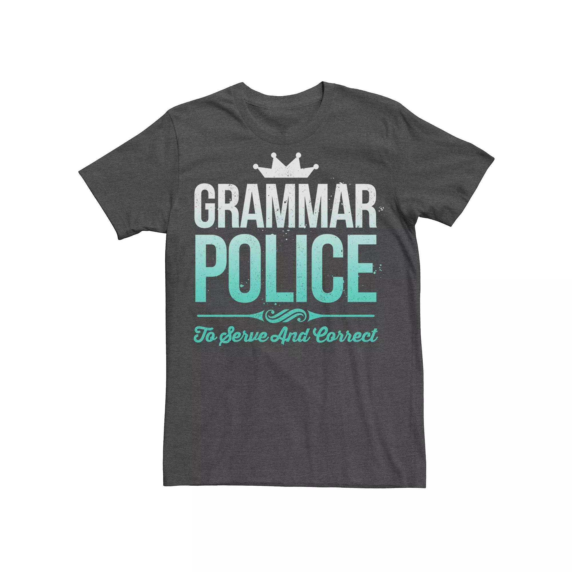 Men's Grammar Police Humor Graphic Tee, Size: XXL, Grey Heather Product Image