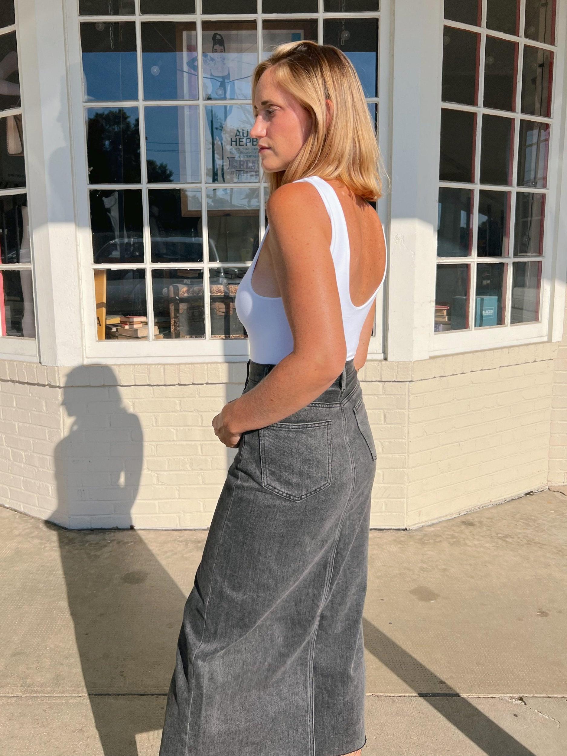 To The Moon Denim Midi Skirt Product Image