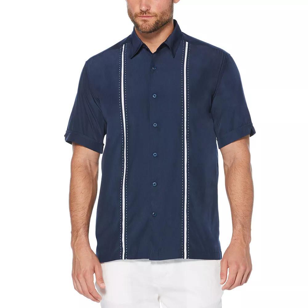 Men's Cubavera Classic-Fit Paneled Button-Down Shirt, Size: Small, Black Product Image