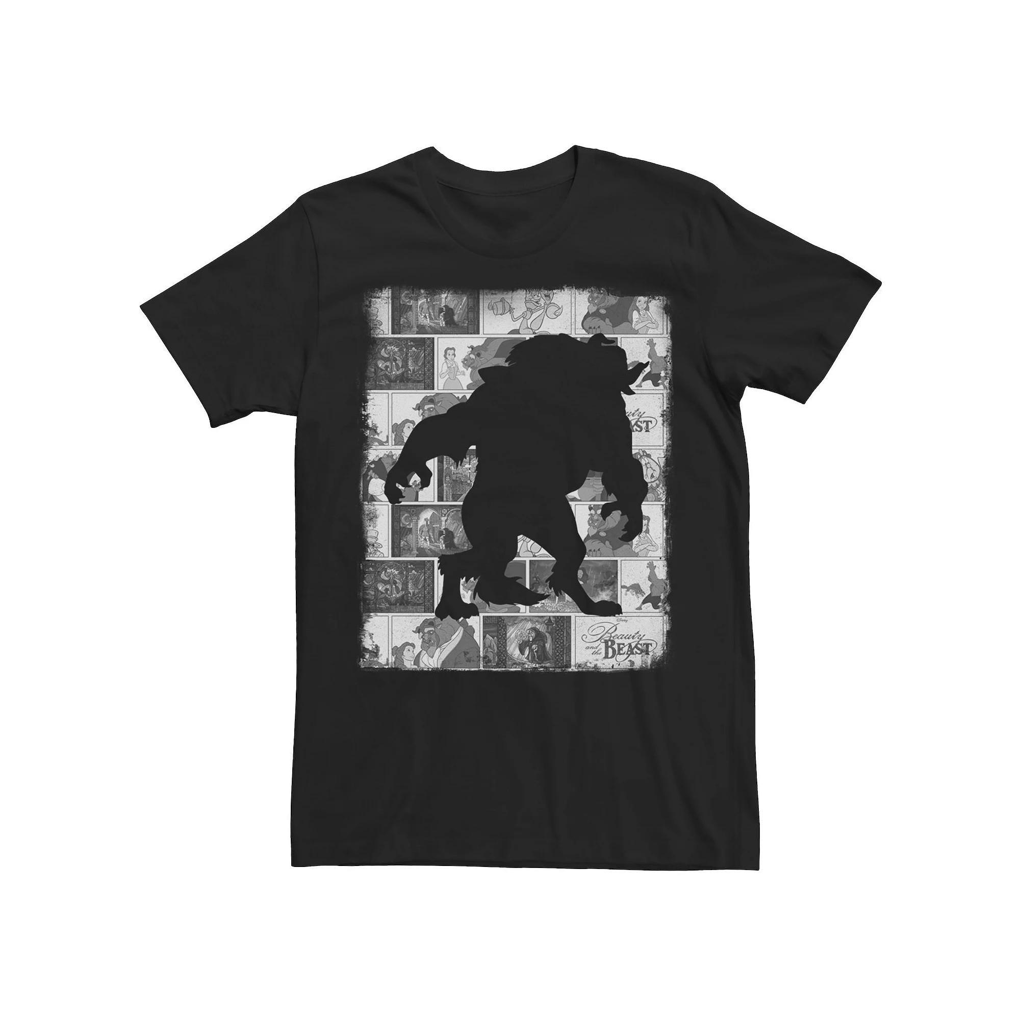Disney's Beauty And The Beast Group Shot Beast In A Box Men's Tee, Size: Medium, Black Product Image