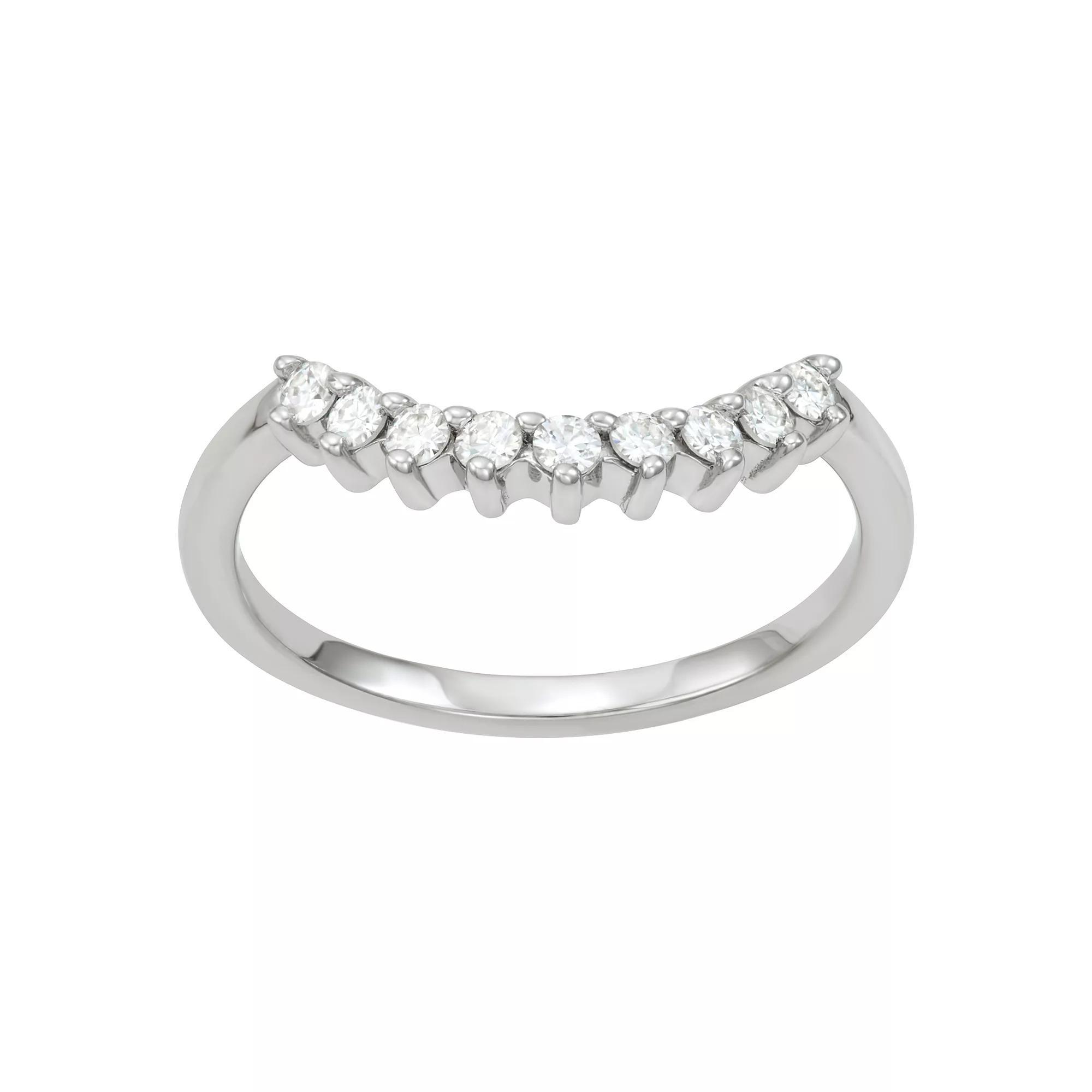 Charles & Colvard 14k White Gold 1/4 Carat T.W. Lab-Created Moissanite Contour Band, Womens Product Image