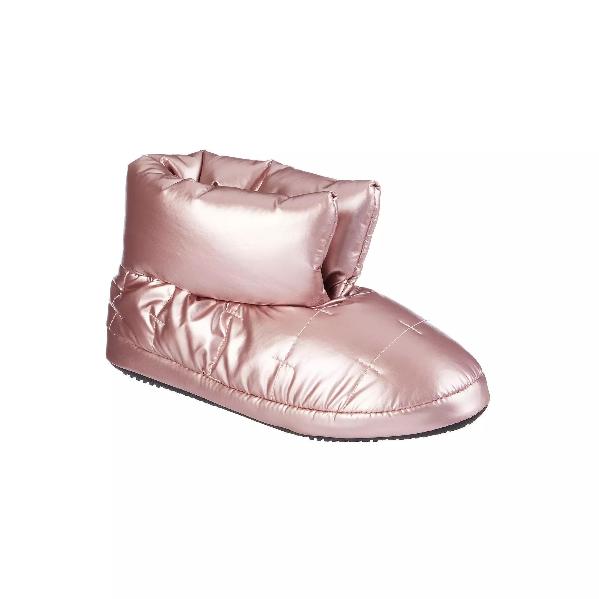 isotoner Mikaela Women's Puffer Bootie Slippers, Size: Large, Pink Clay Product Image